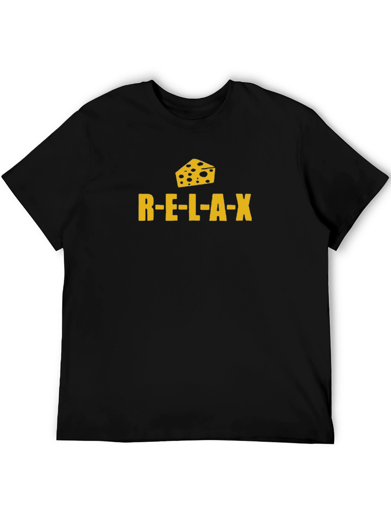 Black Relax Cheese Funny T-Shirt - Soft Cotton Tee view 5