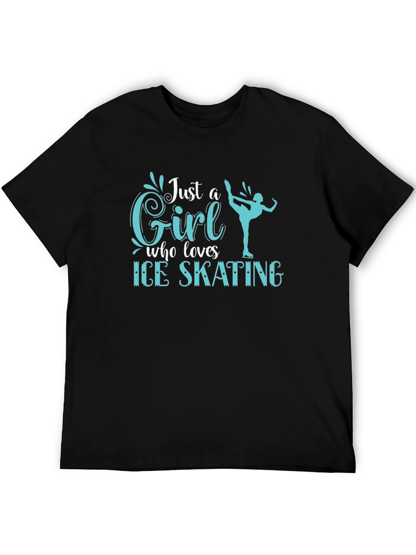 Black Just a Girl Who Loves Ice Skating T-Shirt view 5
