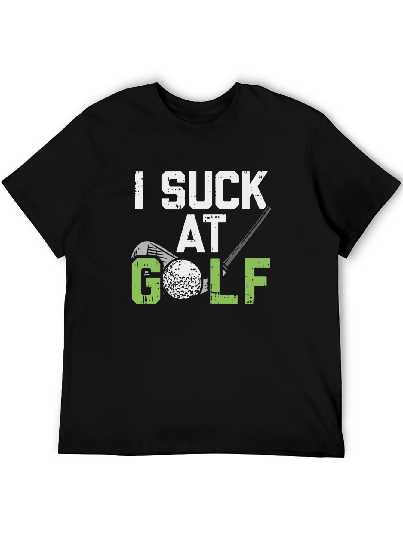 Black Funny Golf T-Shirt - I Suck At Golf Tee view 5