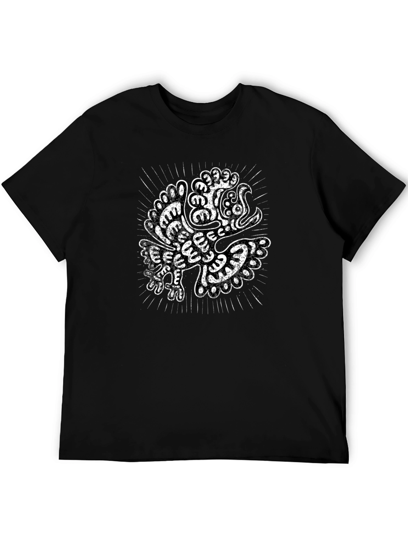 Black Aztec Eagle Graphic Black T-Shirt view 5