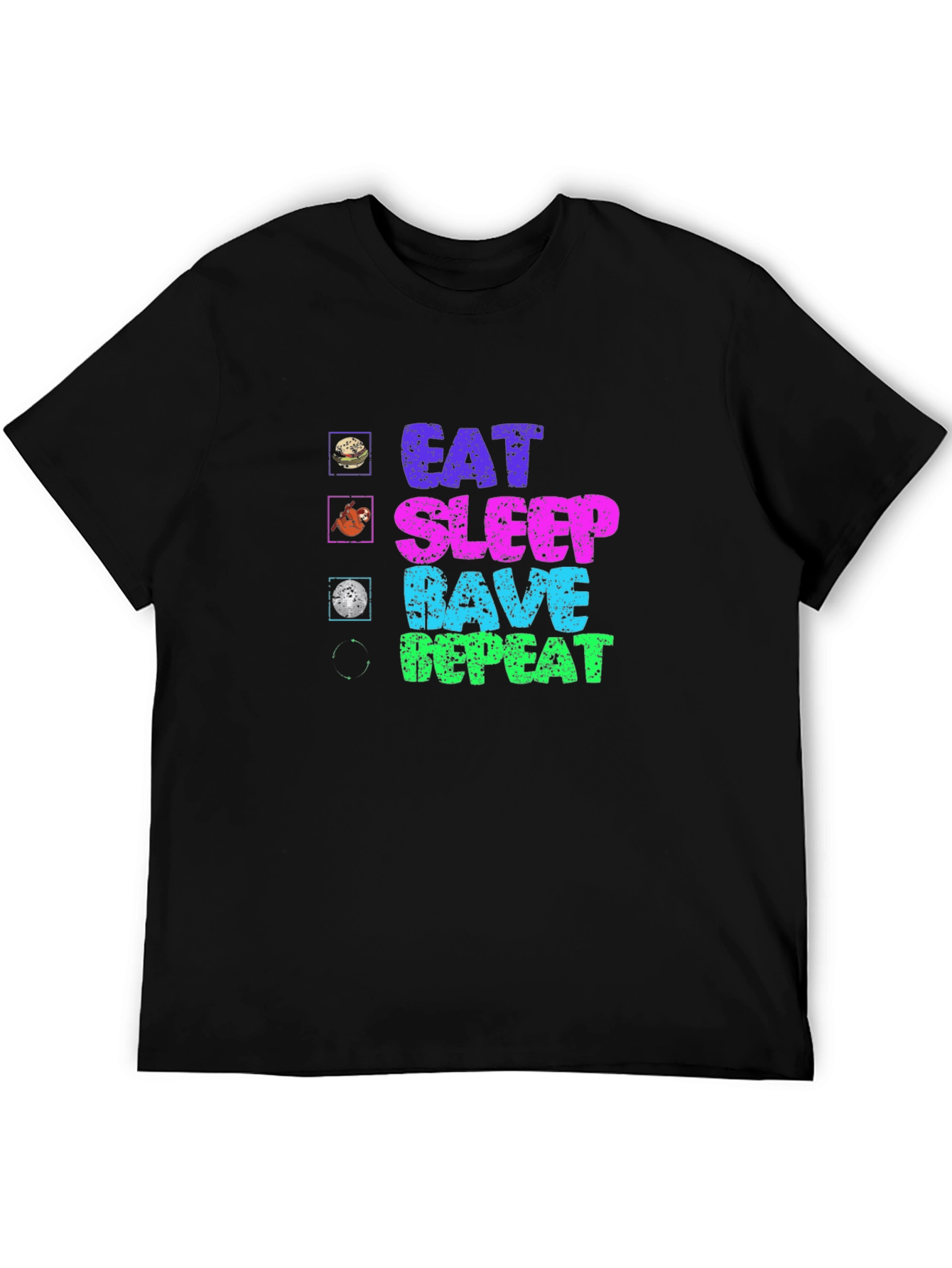 Black Eat Sleep Rave Repeat Graphic Tee view 5