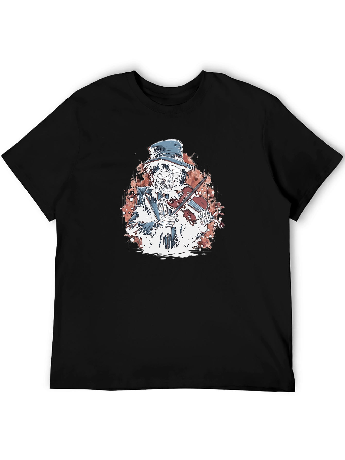 Black Skeleton Violinist Graphic Tee view 5