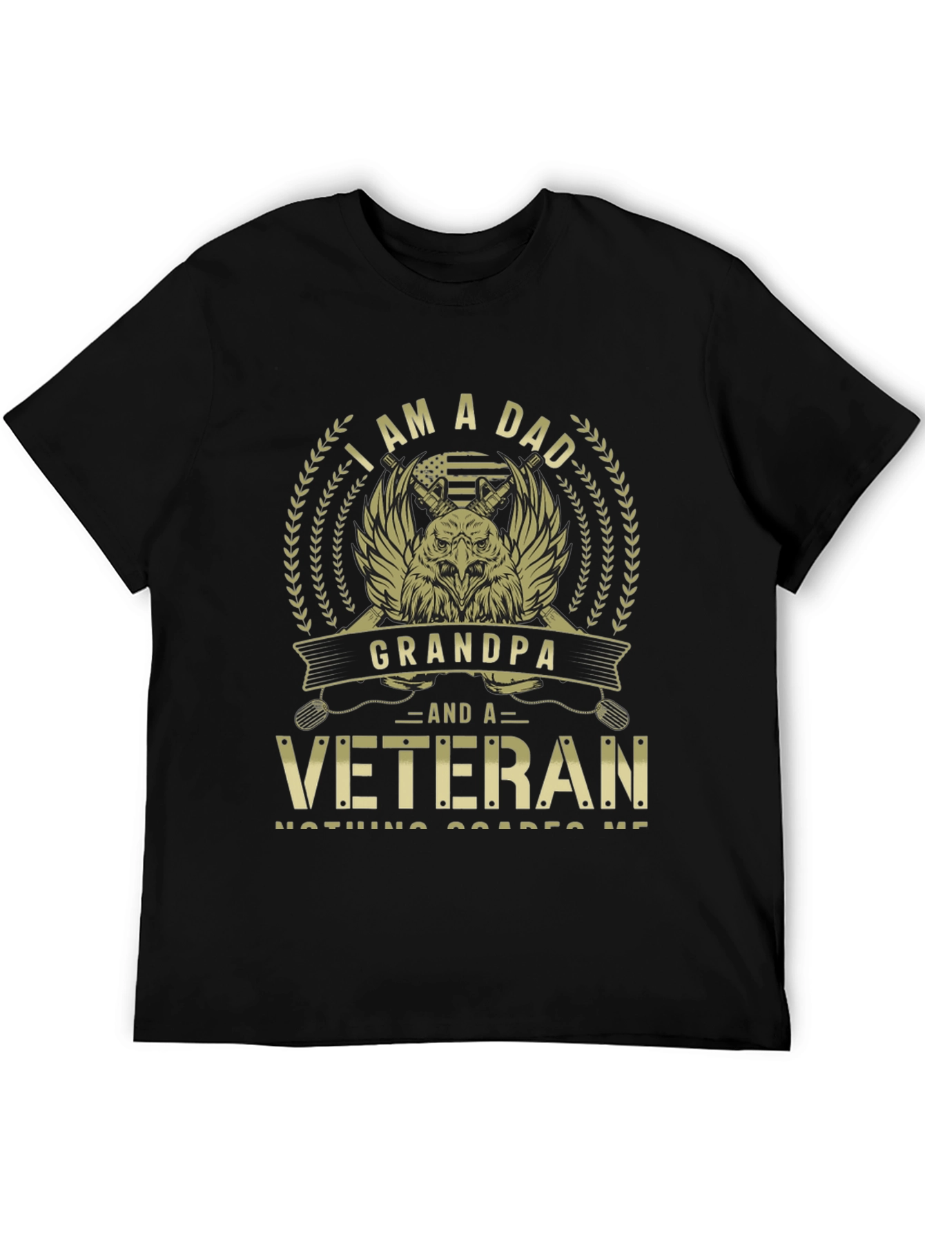 Black I am a Dad Grandpa Veteran T-Shirt view 5