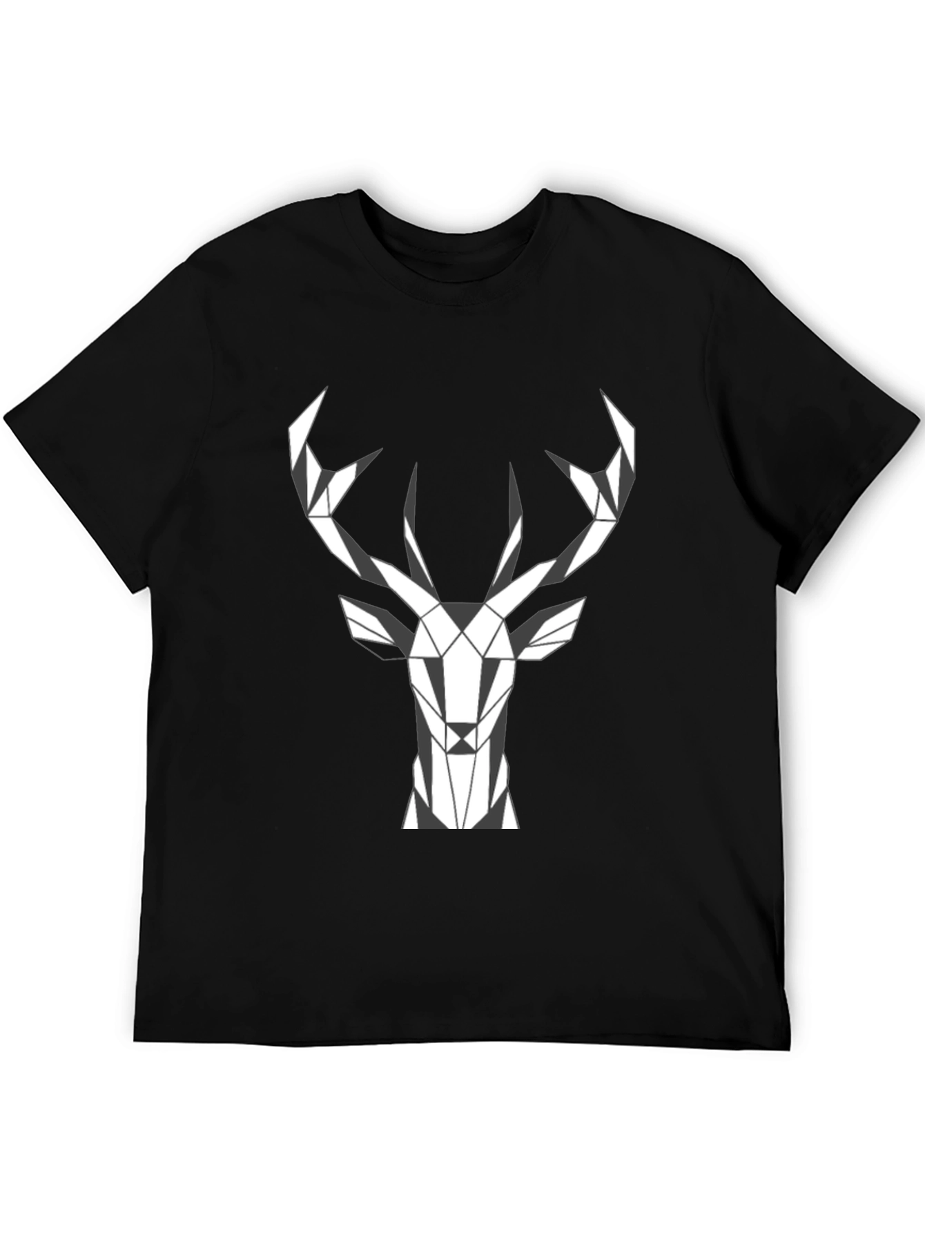 Black Geometric Deer Head Graphic Tee - Stylish Menswear view 5