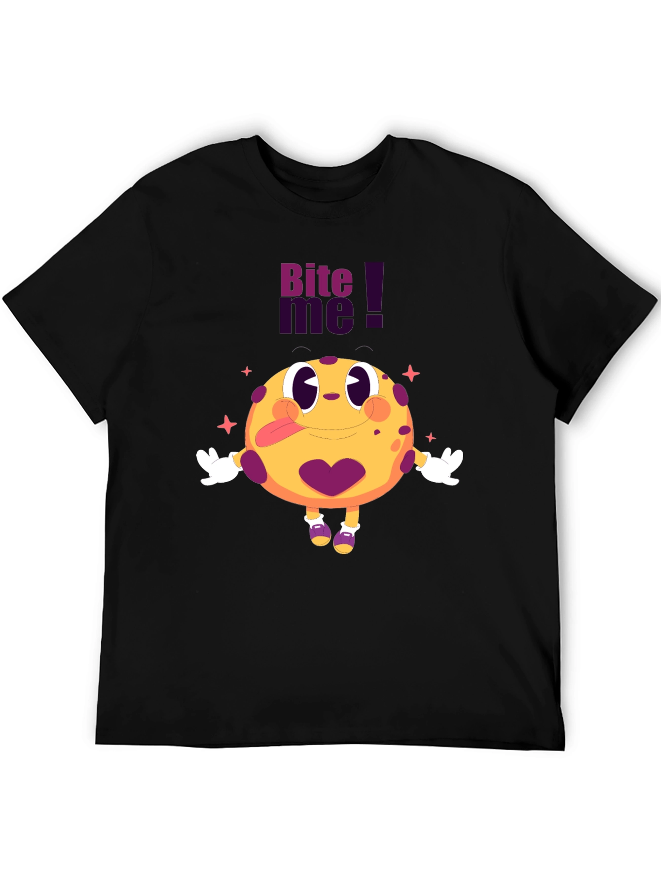 Black Bite Me Cartoon Graphic Black T-Shirt view 5