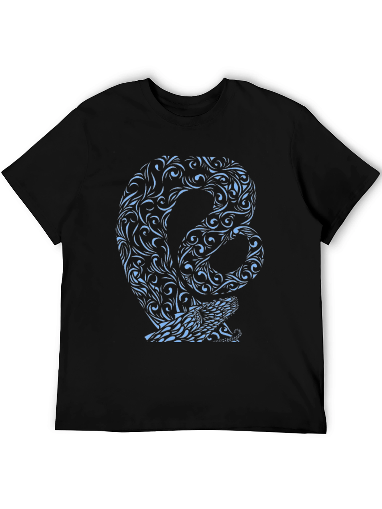 Black Snake Pattern Graphic Print Black Tee view 5