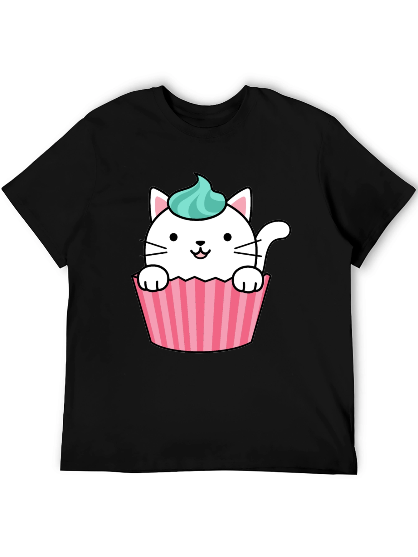 Black Cute Cupcake Cat Graphic Tee - Black view 5