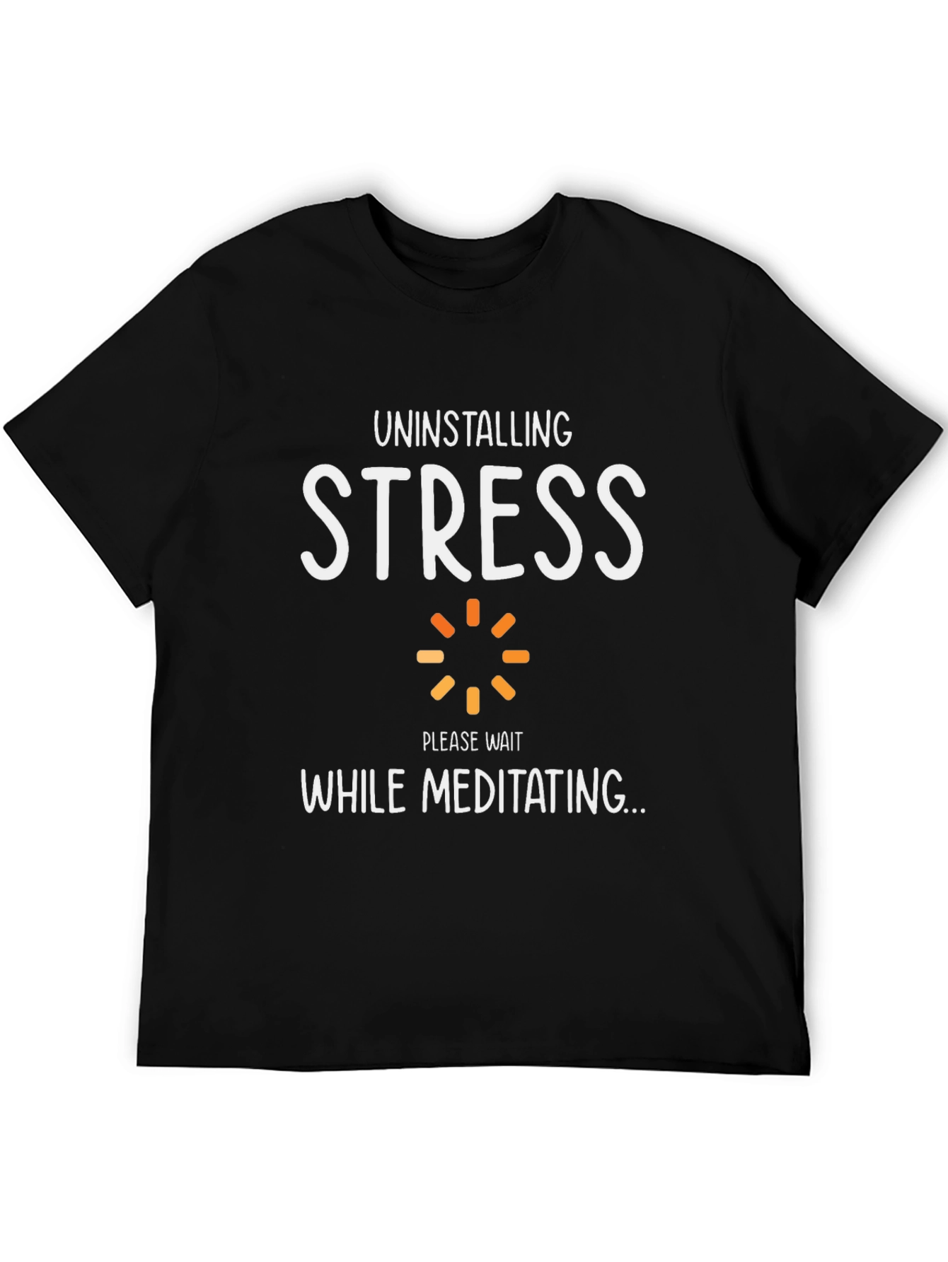 Black Uninstalling Stress Black Graphic Tee view 5