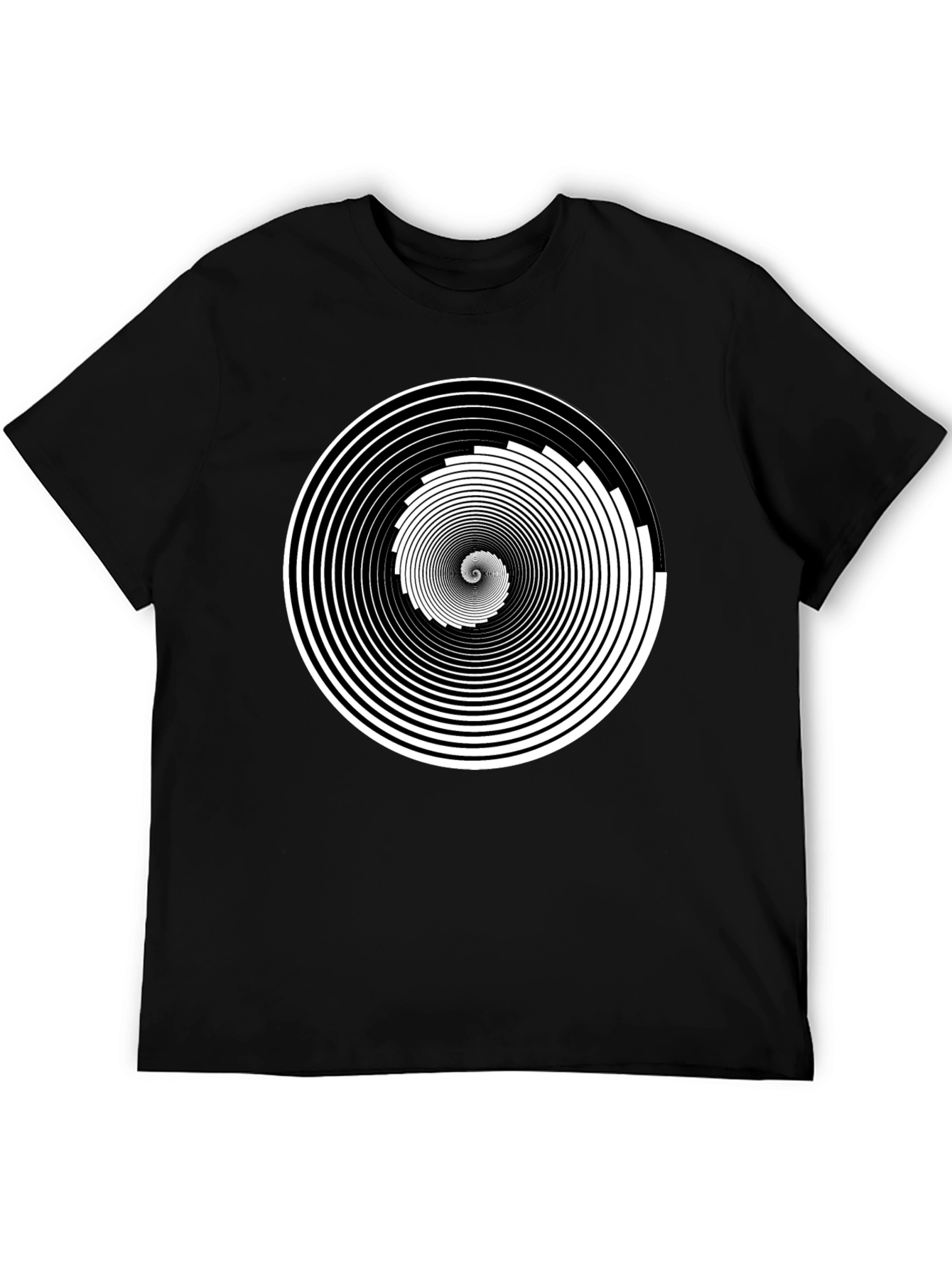 Black Hypnotic Spiral Graphic Tee - Black Cotton Crew Neck view 5