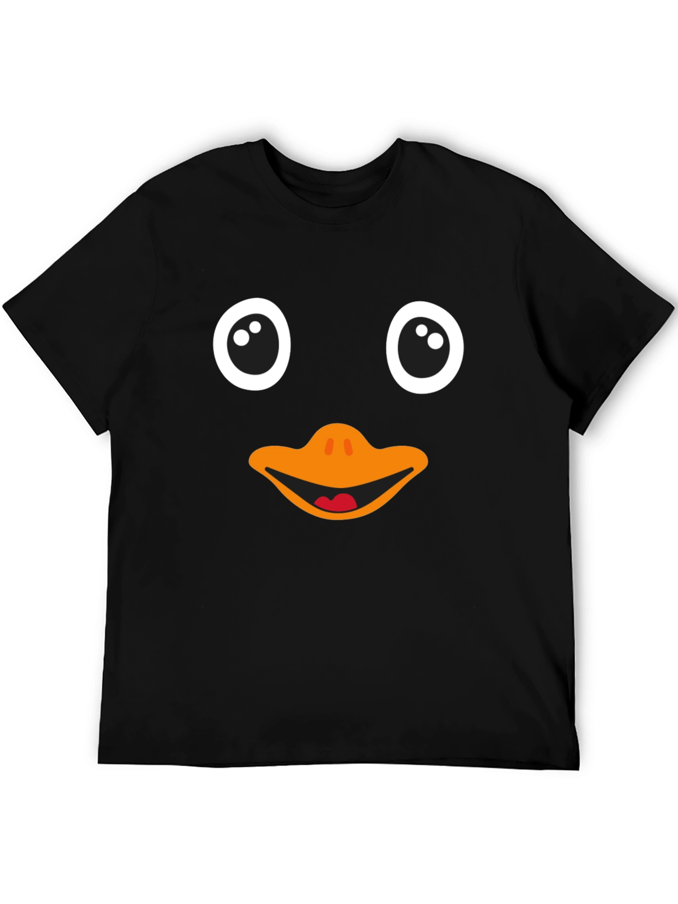 Black Funny Penguin Face Black T-Shirt view 5