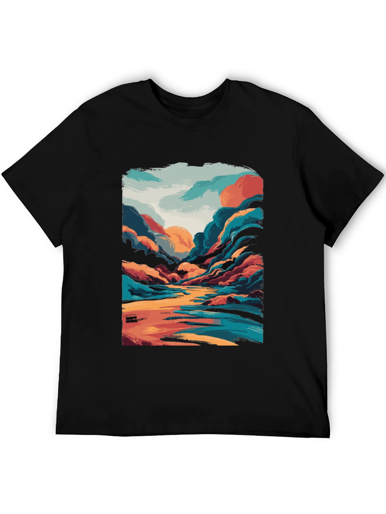 Black Vivid Landscape Graphic Tee - Artistic Comfort view 5