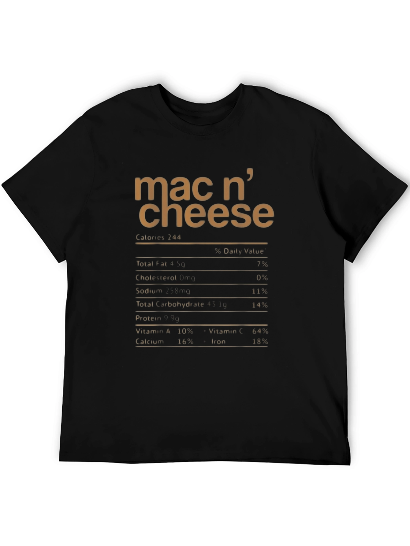 Mac n' Cheese Nutrition Facts T-Shirt - Black - 5
