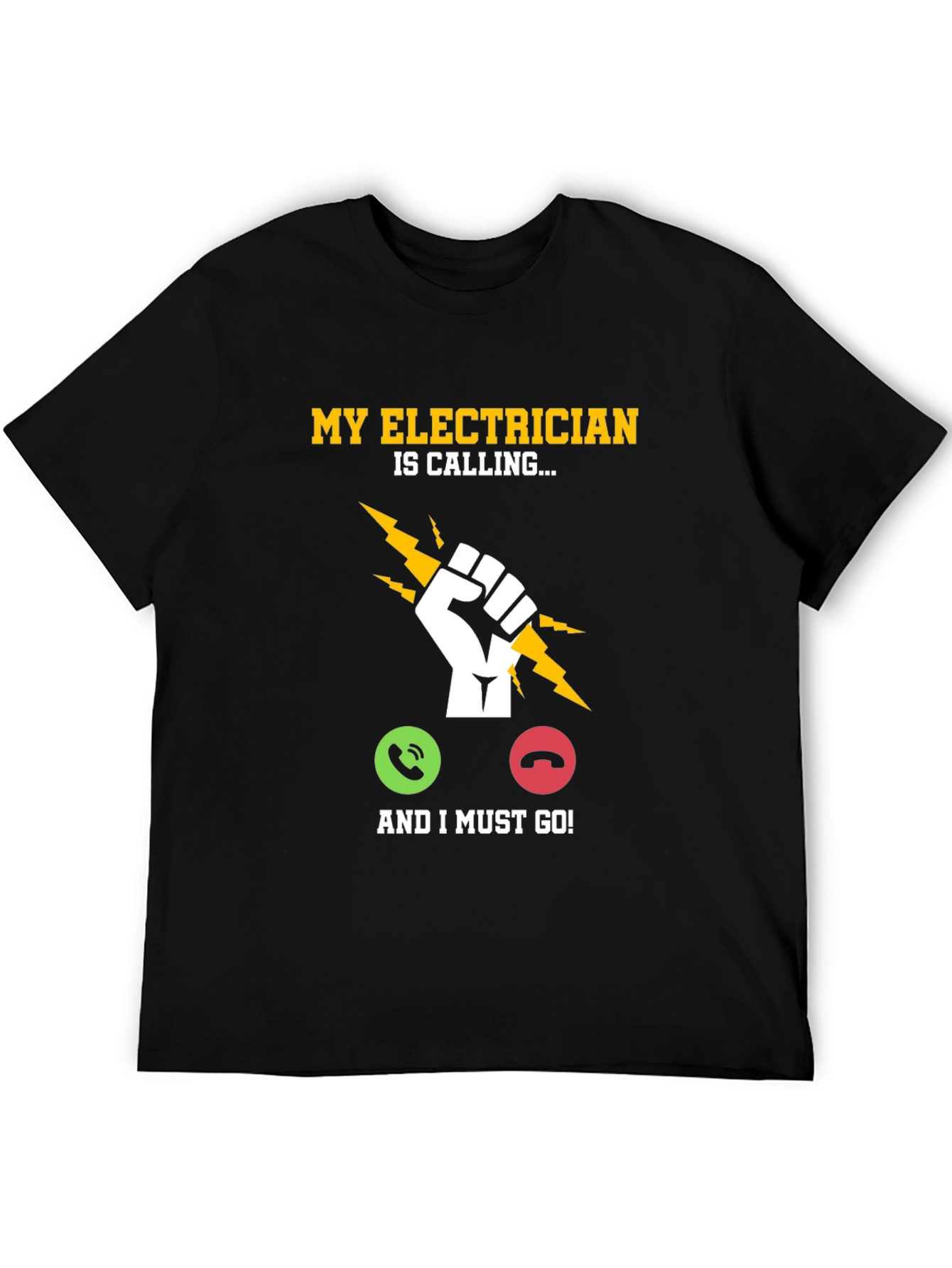 Black Electrician Calling T-Shirt - Funny Job Gift view 5