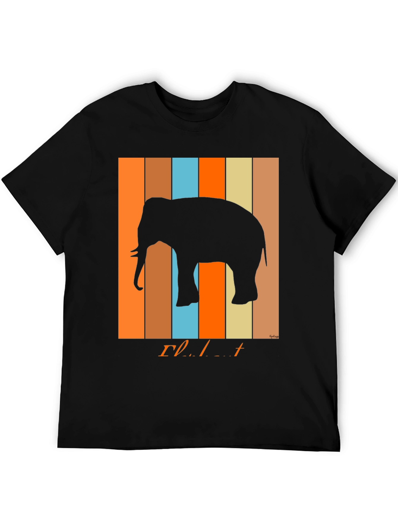 Black Retro Elephant Graphic T-Shirt view 5