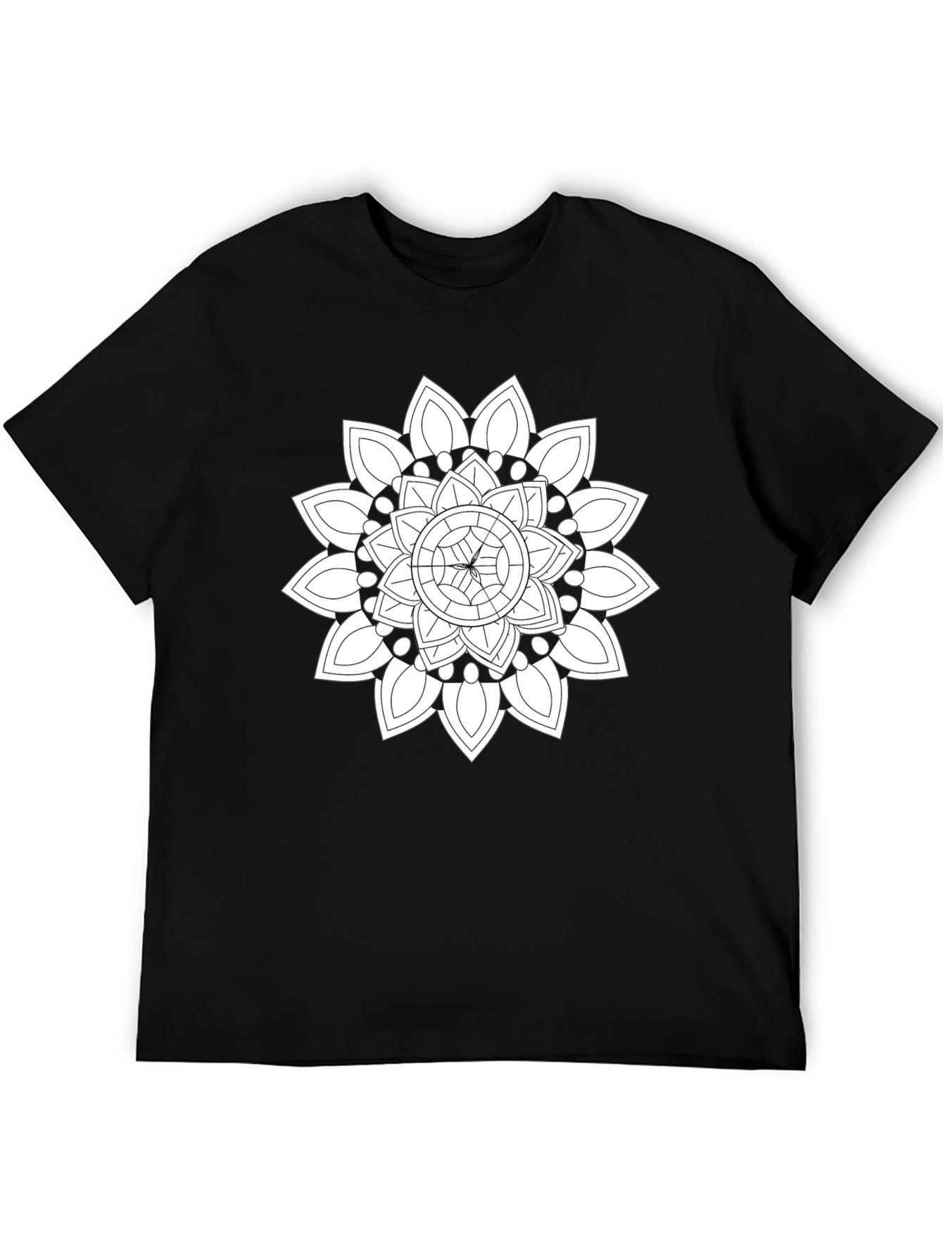 Black Black T-Shirt with Mandala Design view 5