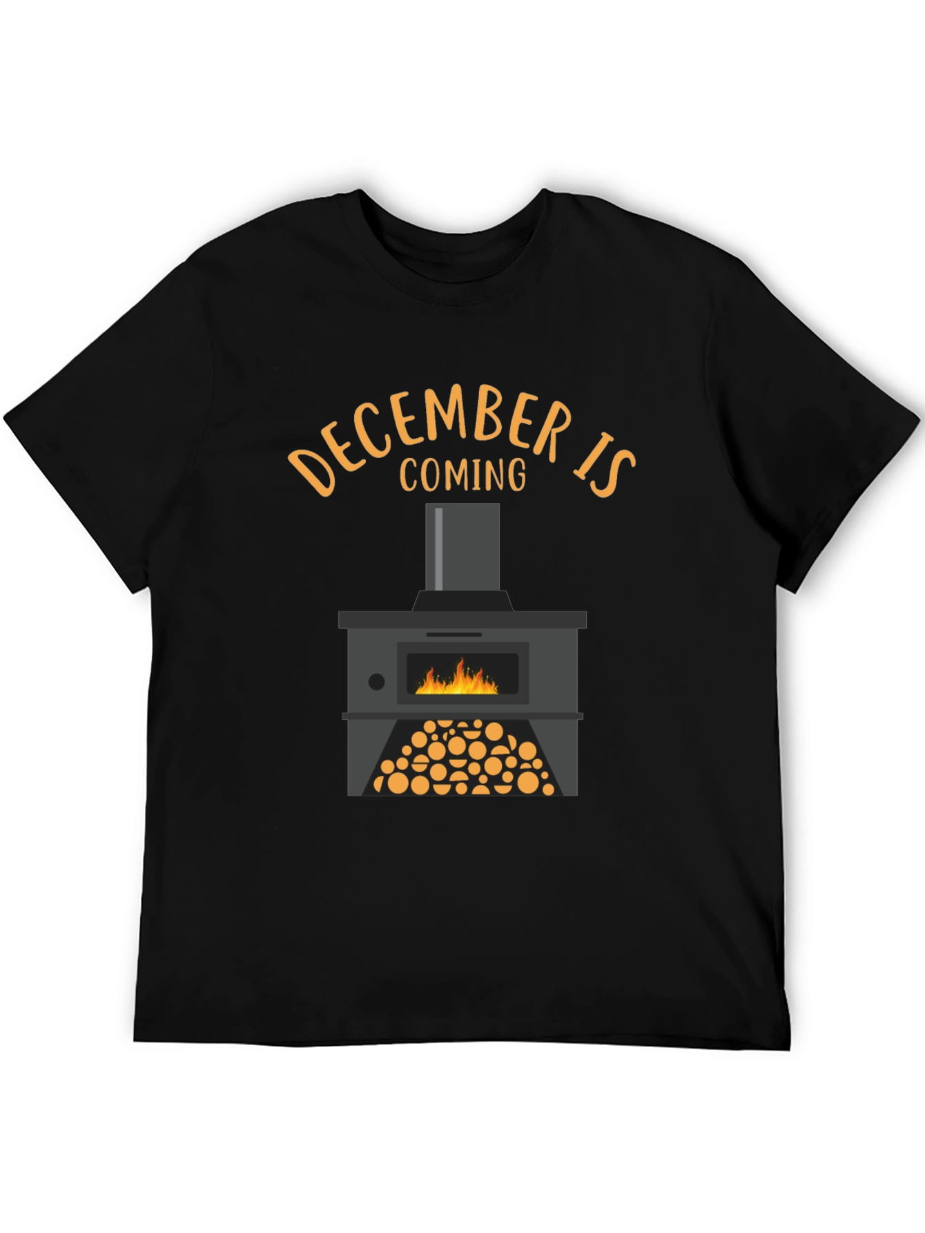 Black December Is Coming Graphic Tee - Cozy Fireplace Shirt view 5