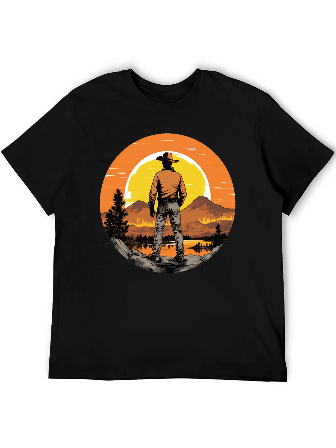 Black Sunset Cowboy Graphic Tee view 5