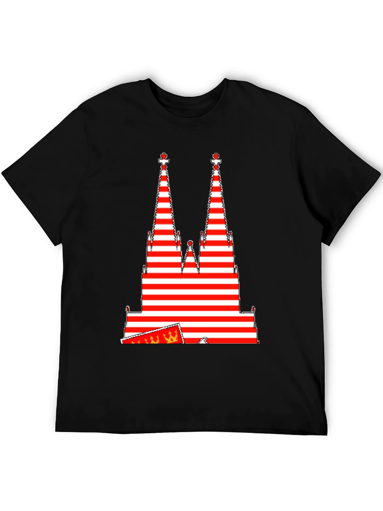 Black Striped Tower Graphic Tee - Unique Men's Black T-Shirt view 5