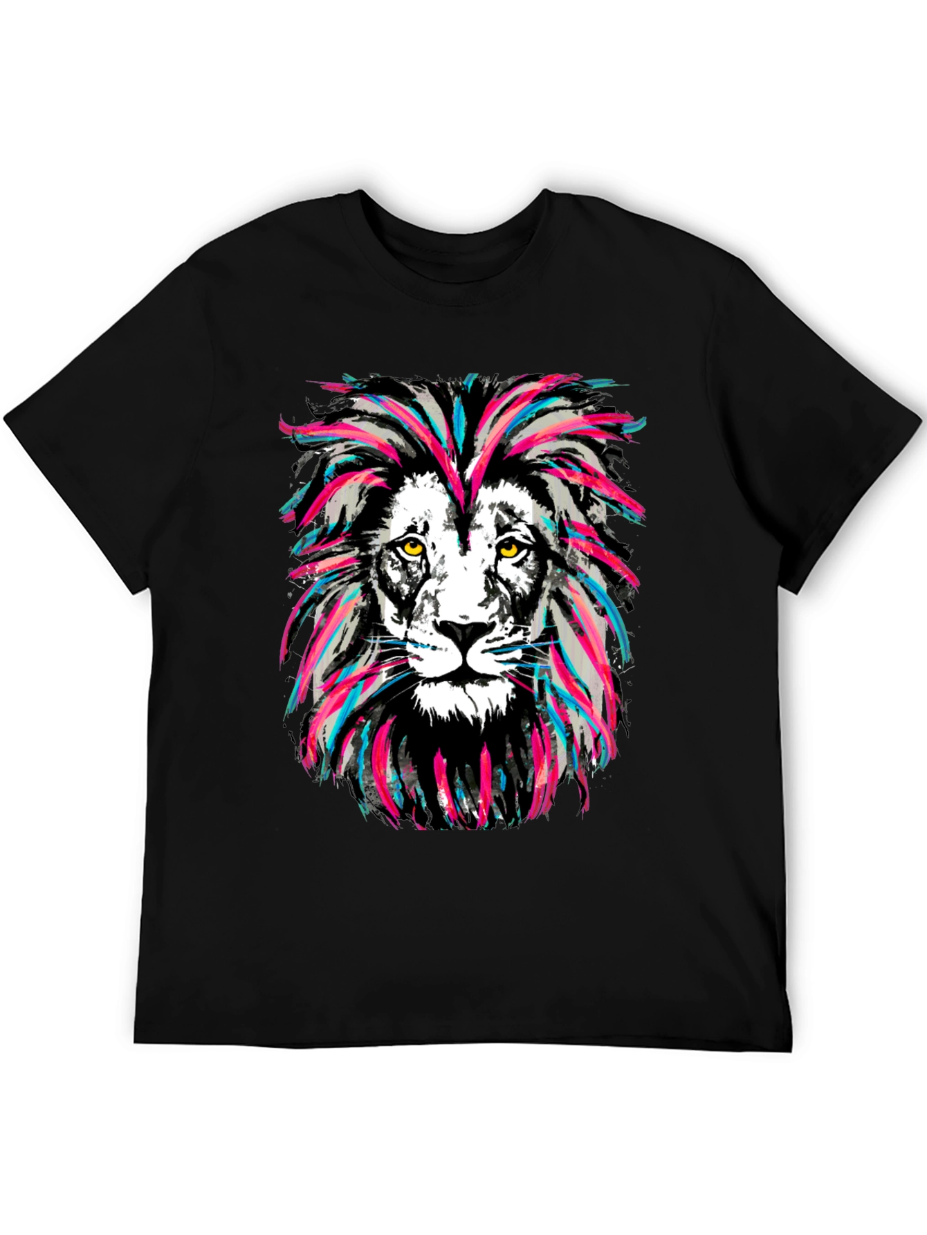 Black Lion Head Graphic Print Tee view 5