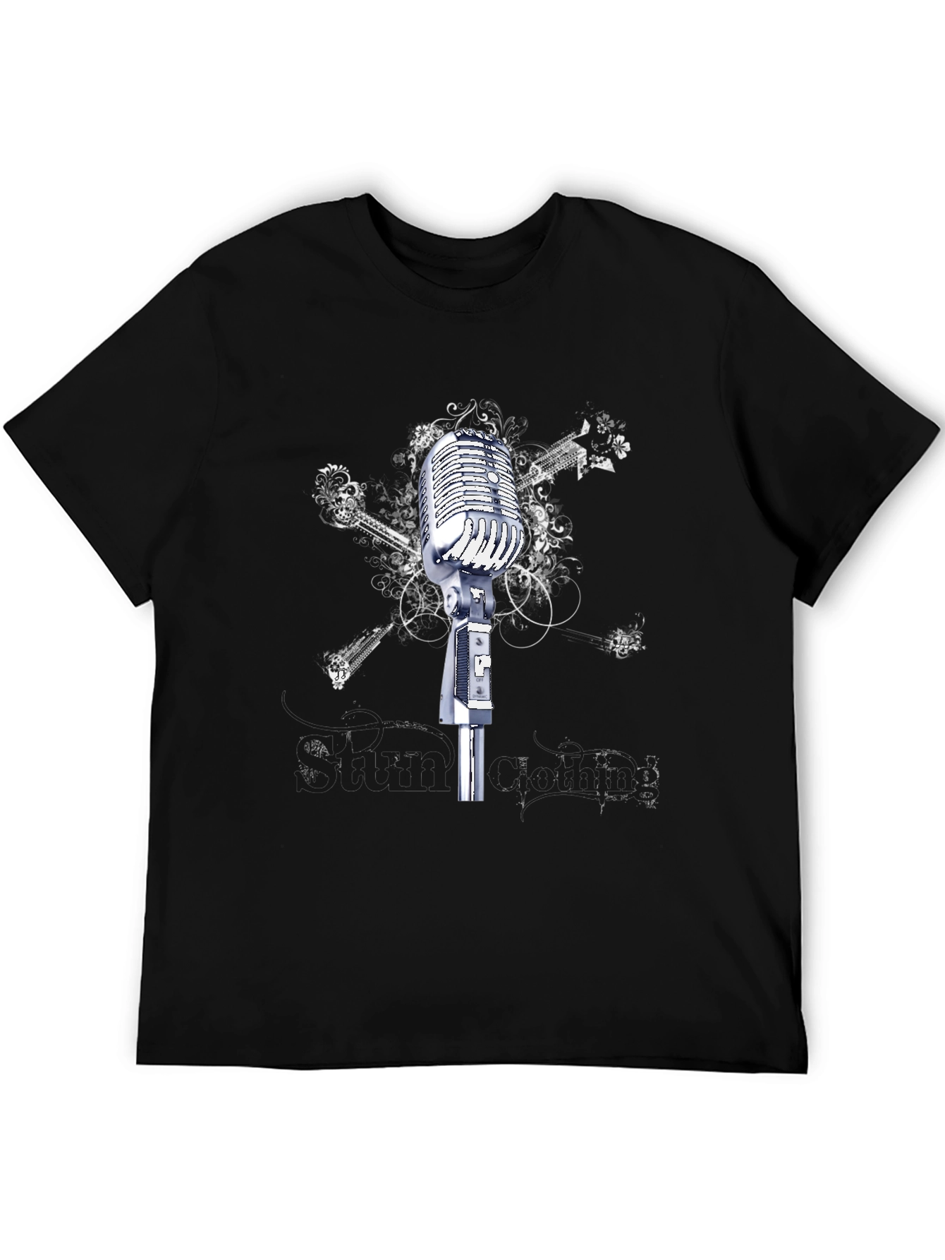 Black Vintage Microphone Graphic Tee - Black view 5