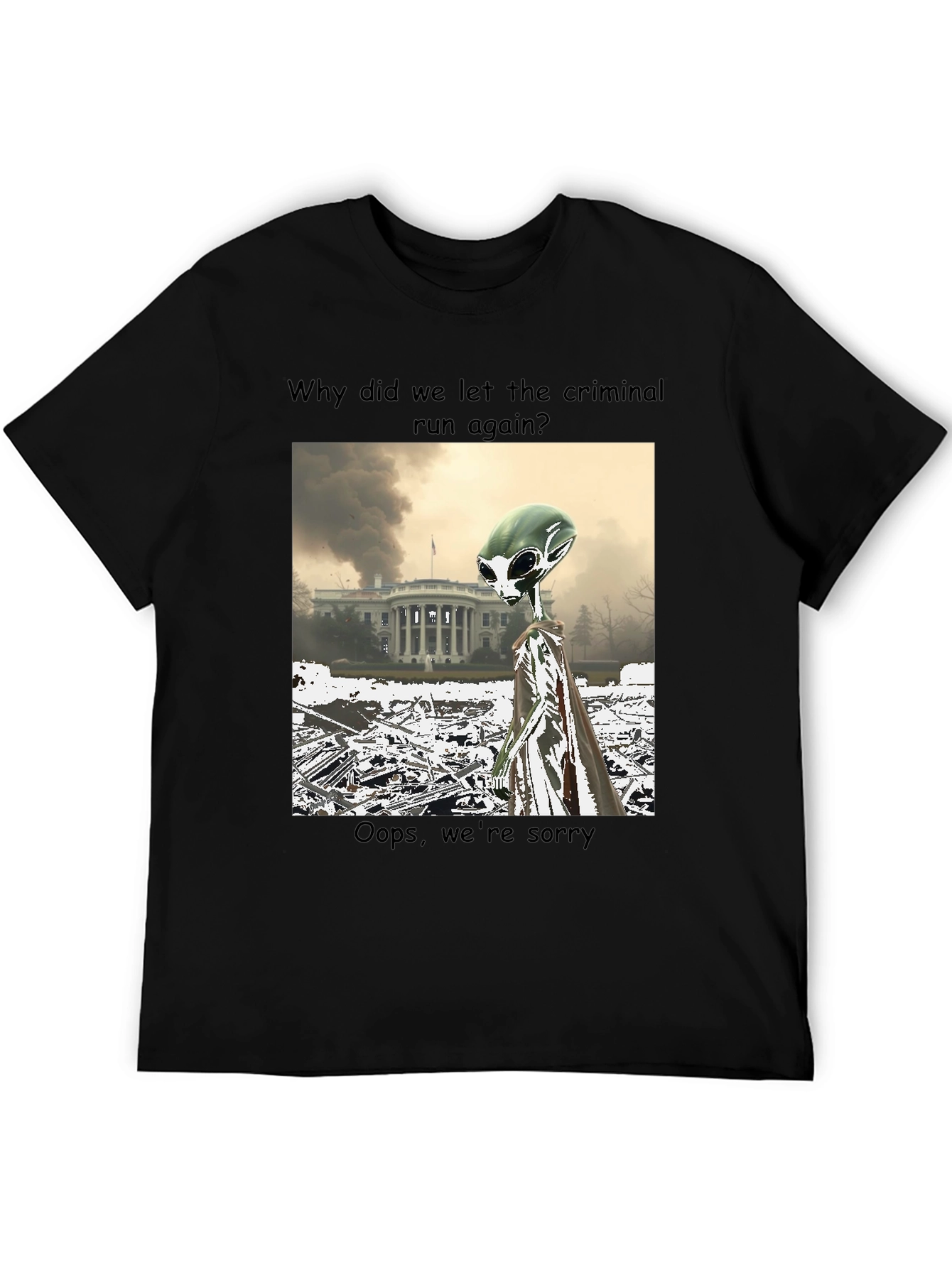 Black Political Alien Humor Graphic Tee view 5