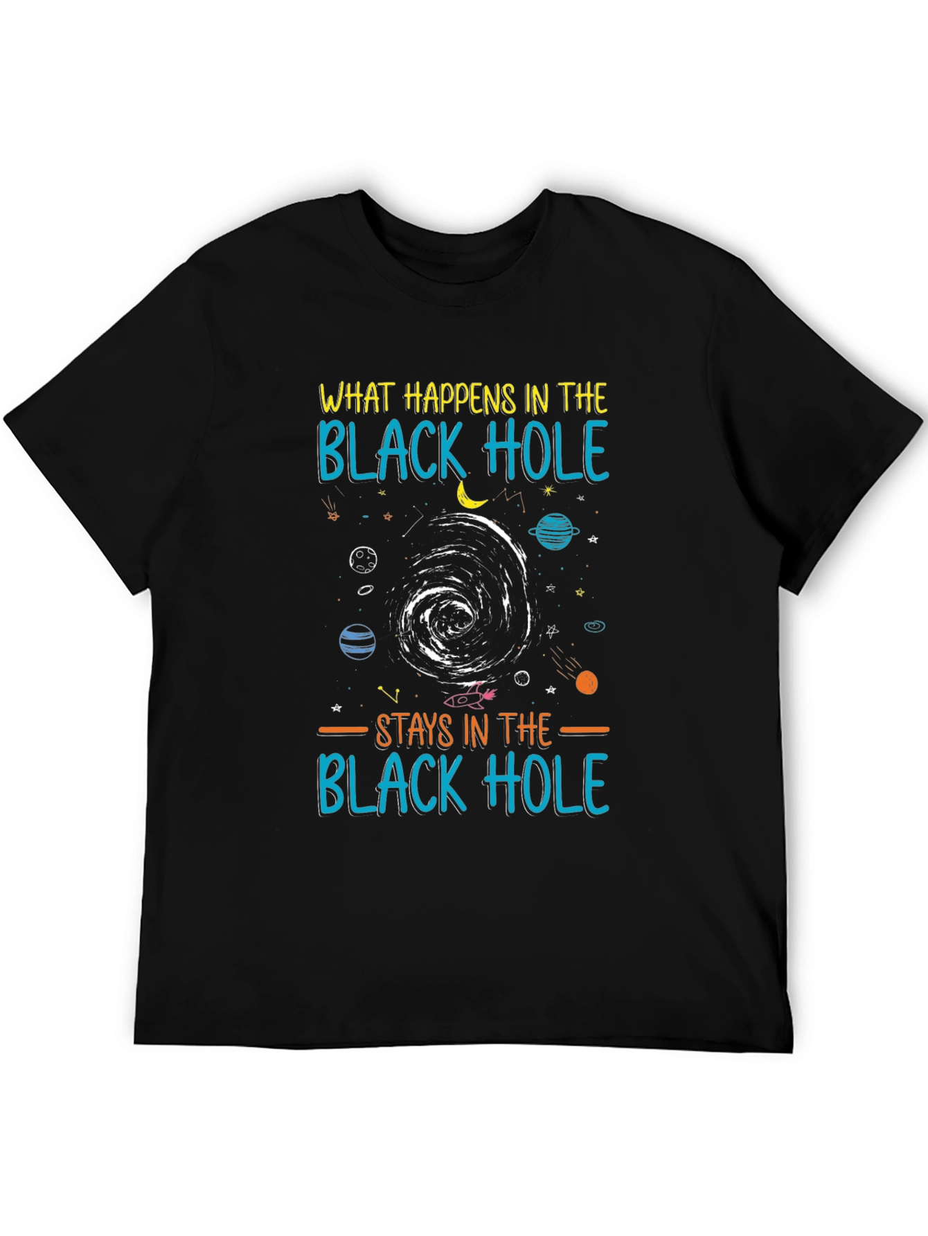Black Black Hole Graphic T-Shirt - Stay in the Hole! view 5