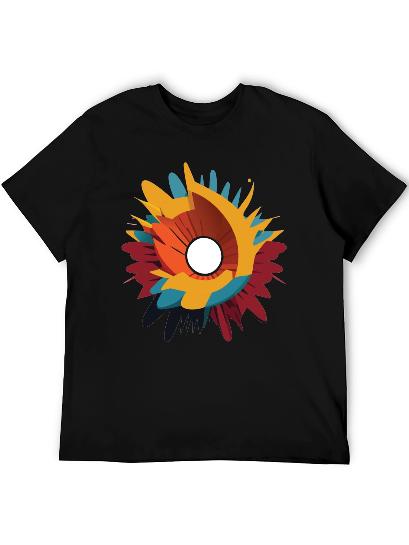 Black Abstract Splash Graphic Black T-Shirt view 5