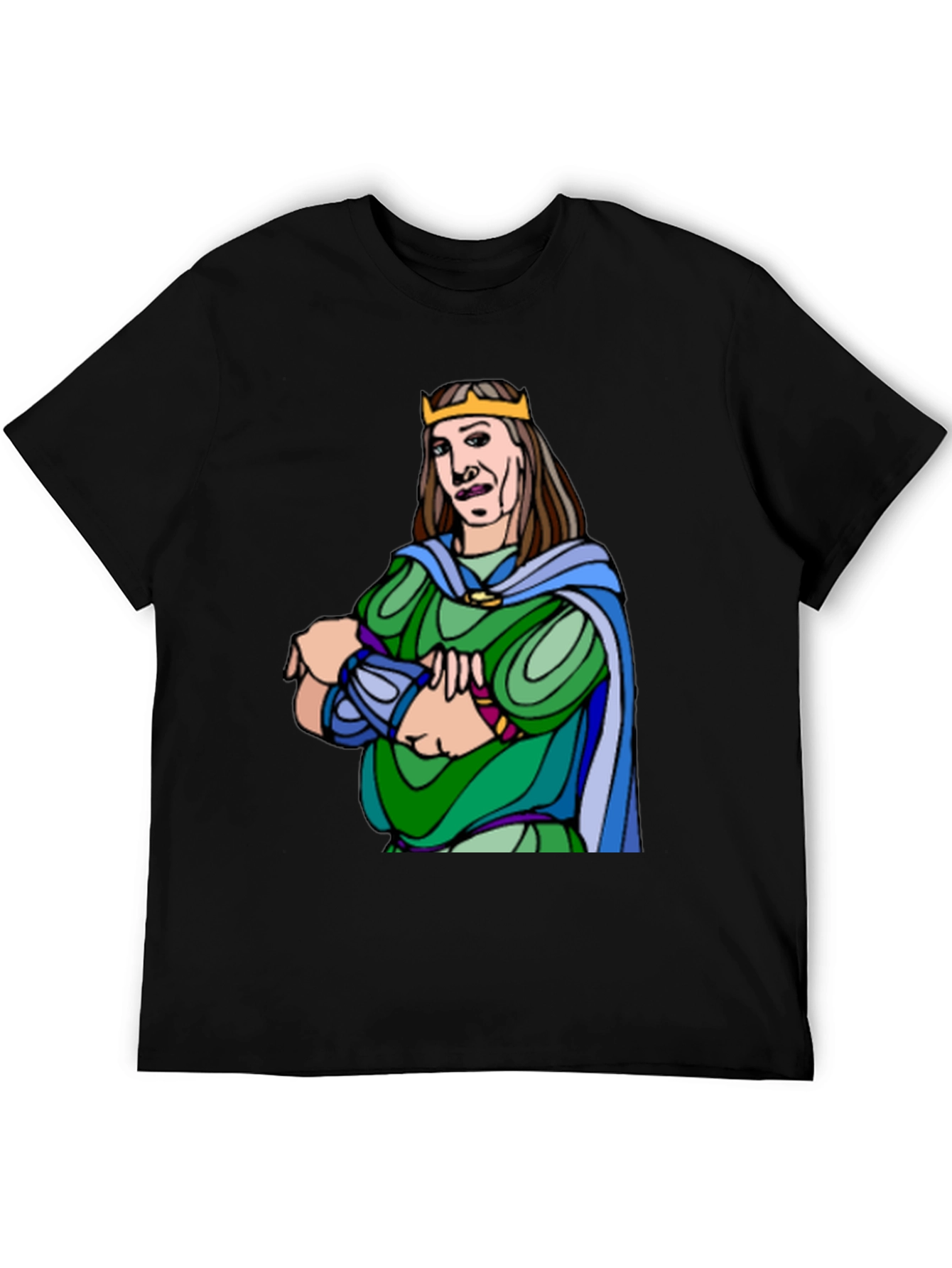 Black King Cartoon Graphic Black T-Shirt view 5