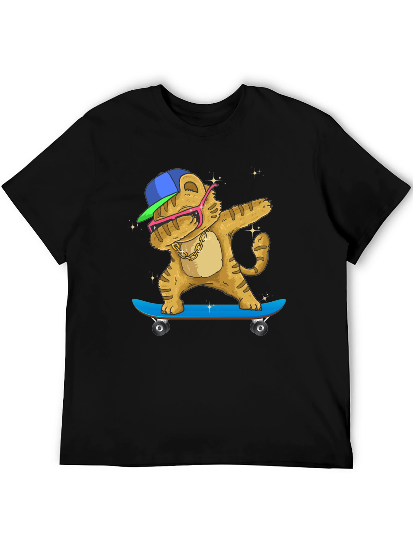 Black Dabbing Tiger Skateboard T-Shirt view 5