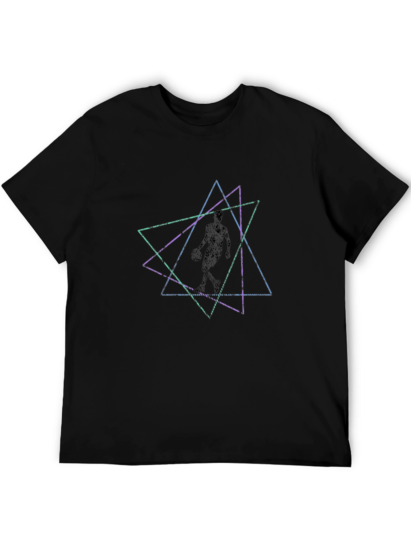 Black Geometric Figure Black T-Shirt view 5