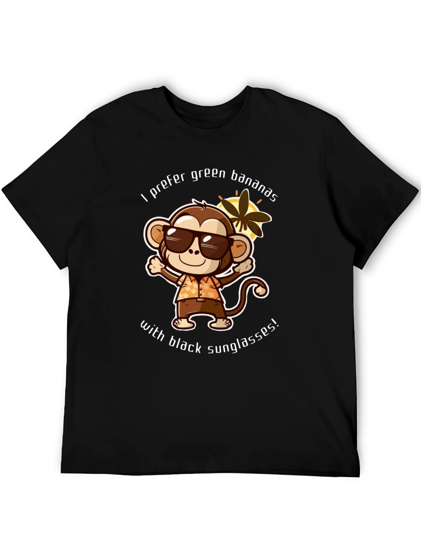 Black Funny Monkey T-shirt - I Prefer Green Bananas view 5