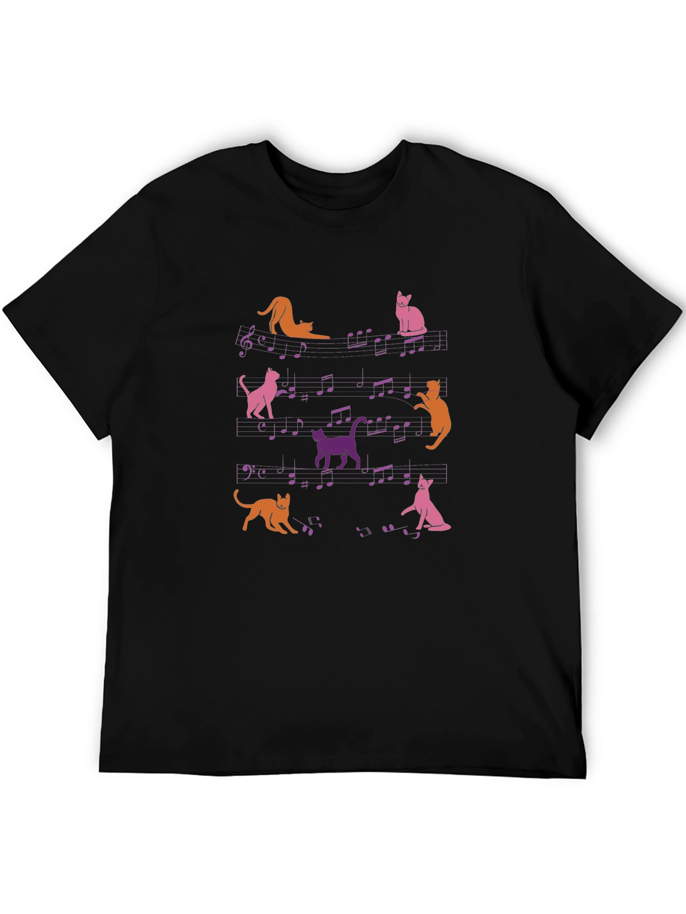 Black Musical Cats T-Shirt - Funny Cat Lover Tee view 5