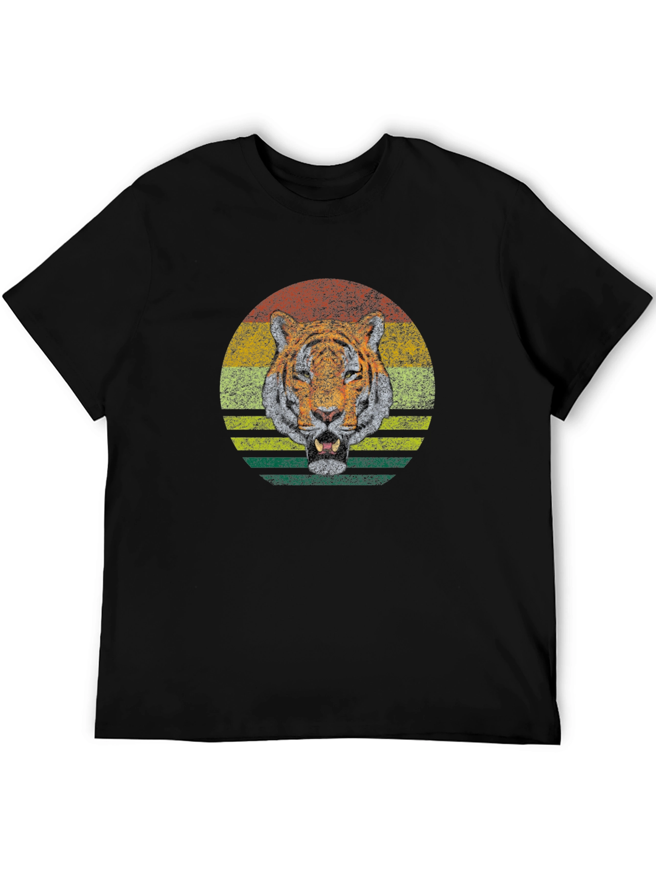 Black Retro Tiger Graphic Tee - Classic Crew Neck view 5