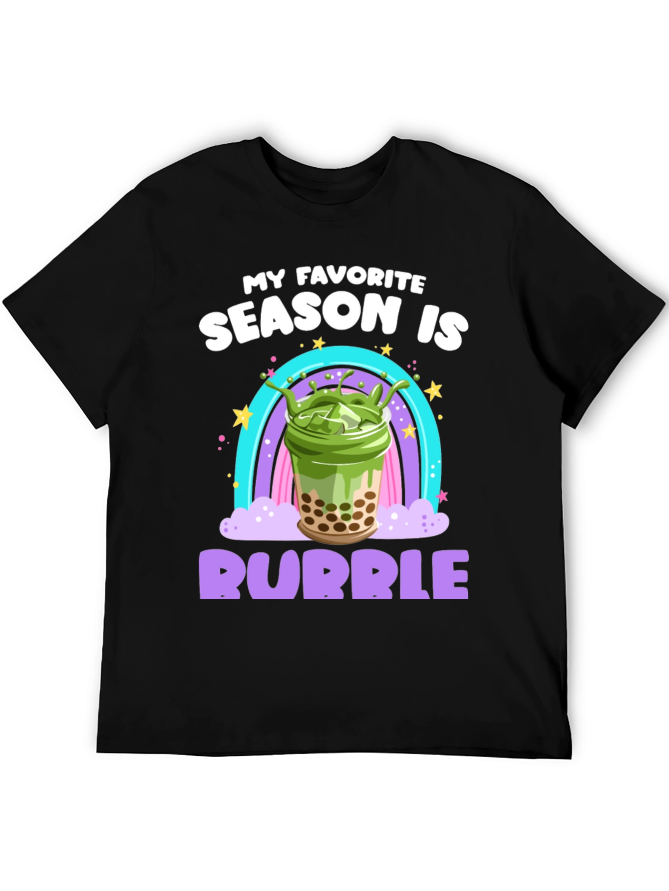 Black Bubble Tea Season T-Shirt - Matcha Boba Lover view 5