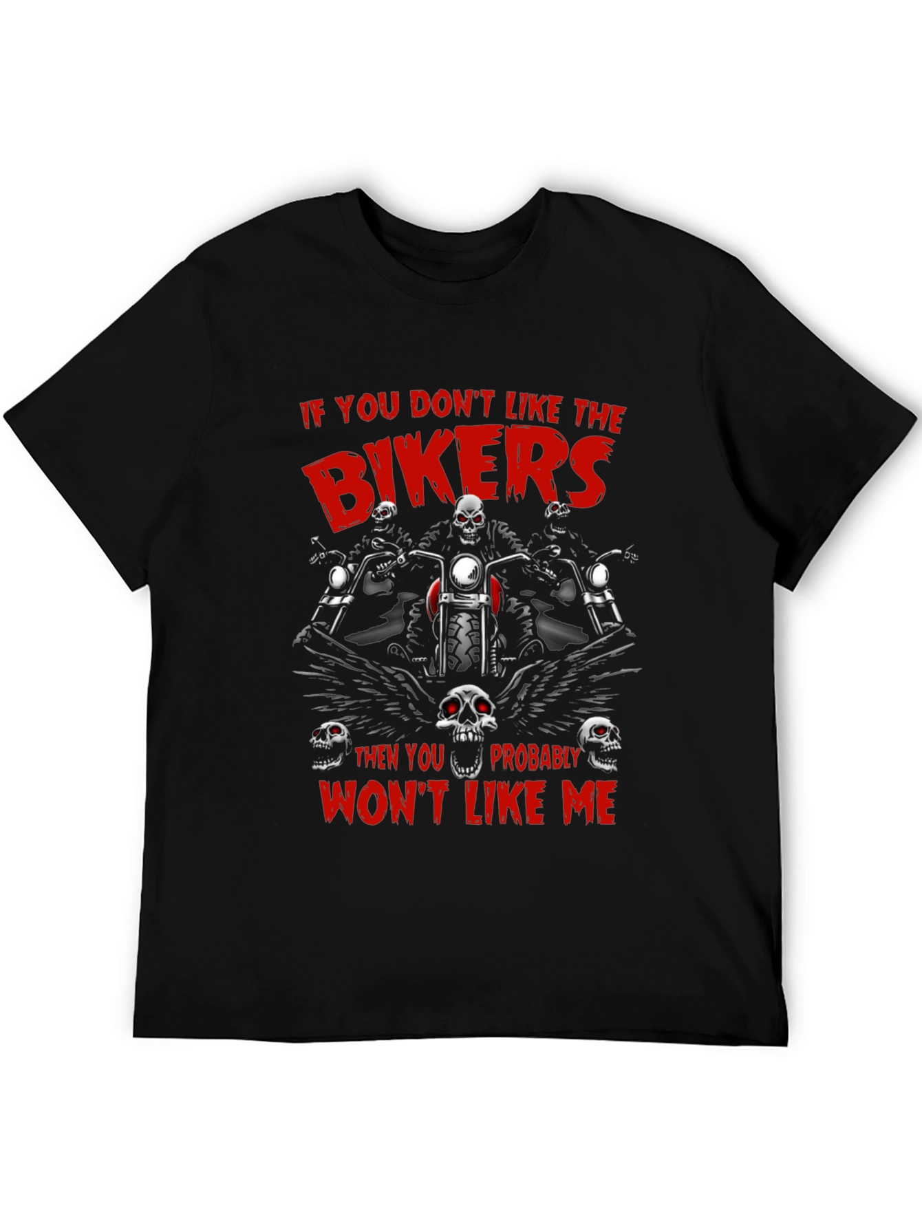 Black Biker Skull Graphic T-Shirt - Edgy Ride Apparel view 5