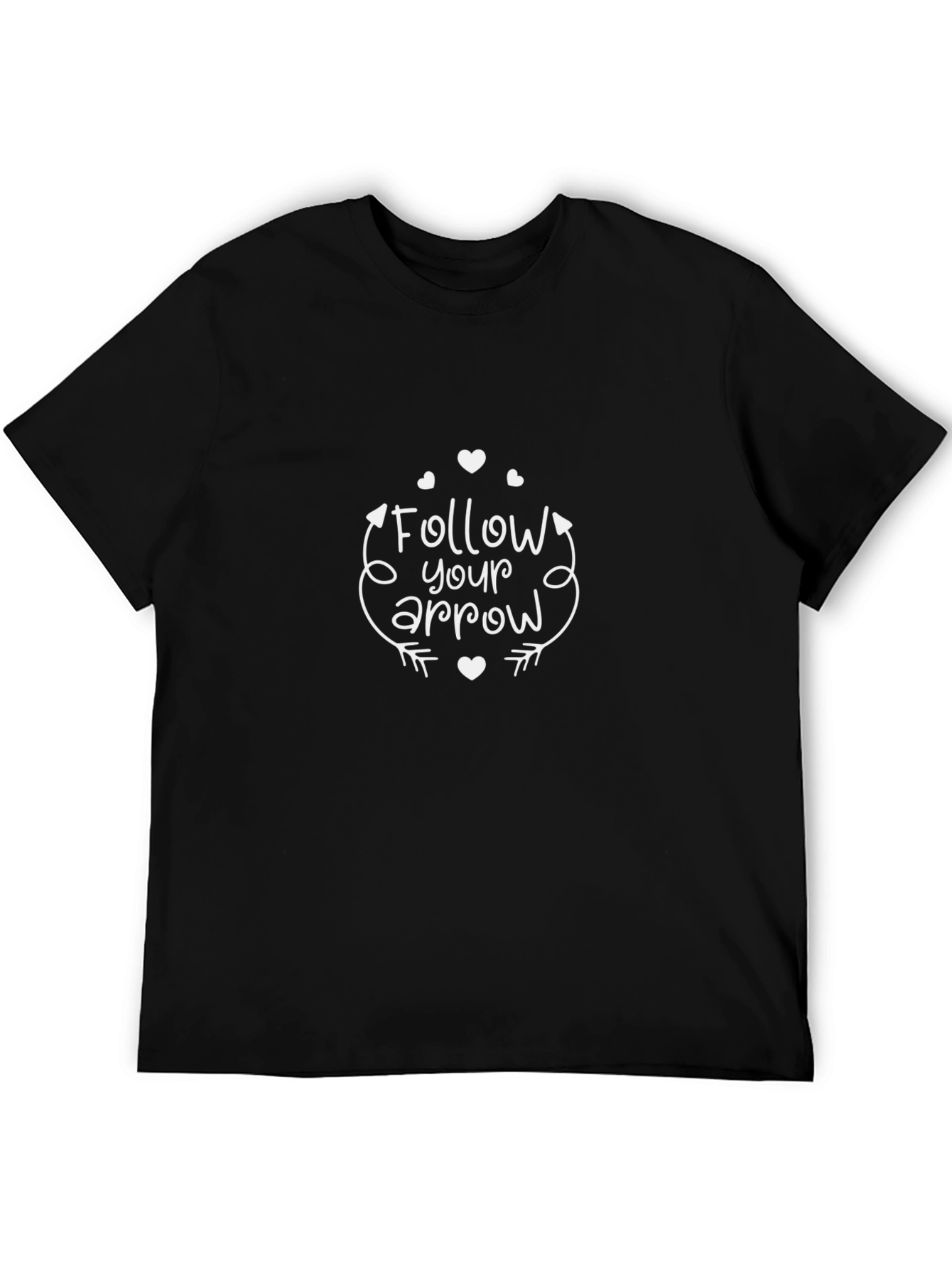 Black Follow Your Arrow Graphic Tee - Black Cotton Blend view 5