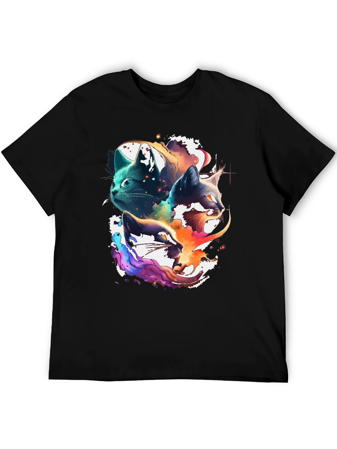 Black Abstract Cat Head Graphic Print Tee view 5