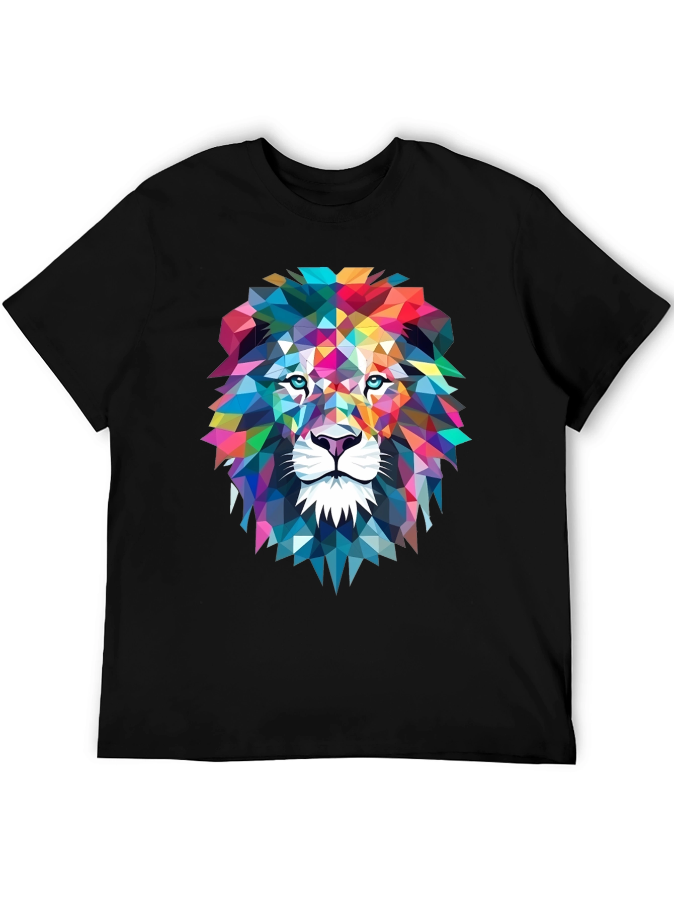 Black Geometric Lion Graphic Tee - Bold Art Design view 5