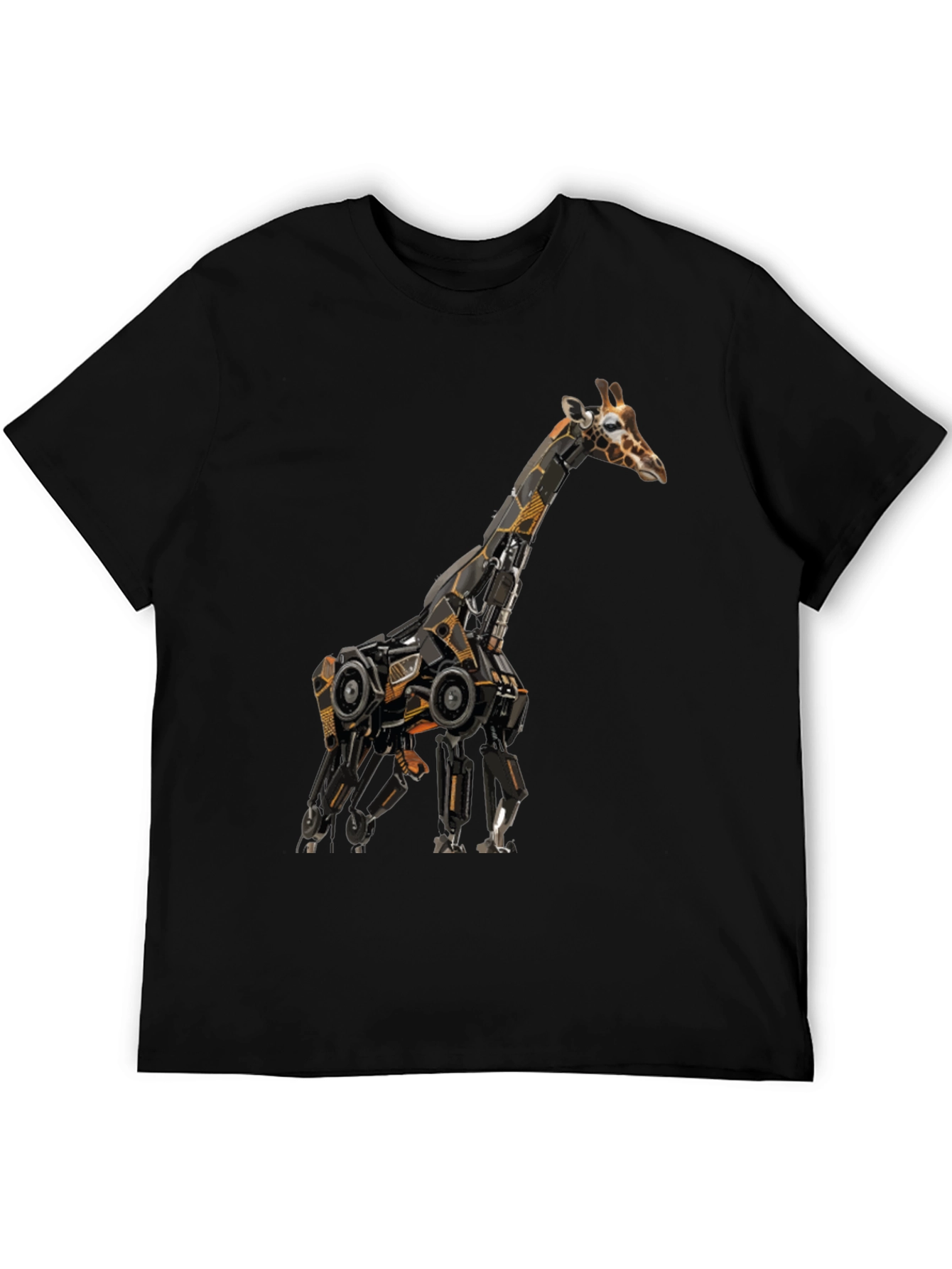 Black Robotic Giraffe Graphic Tee - Cool Black T-Shirt view 5