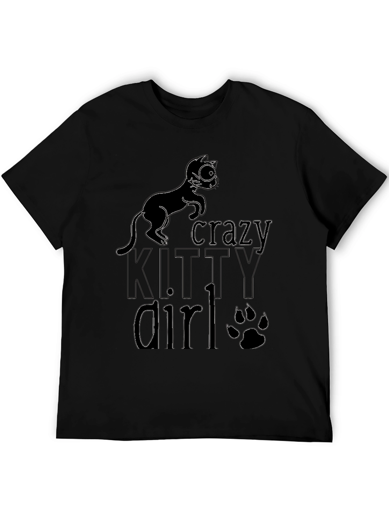 Black Crazy Cat Lady Graphic Tee - Black view 5