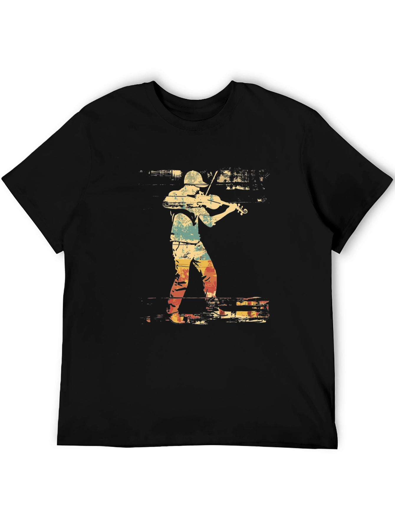 Black Violinist Graphic Tee - Retro Style Music Shirt view 5