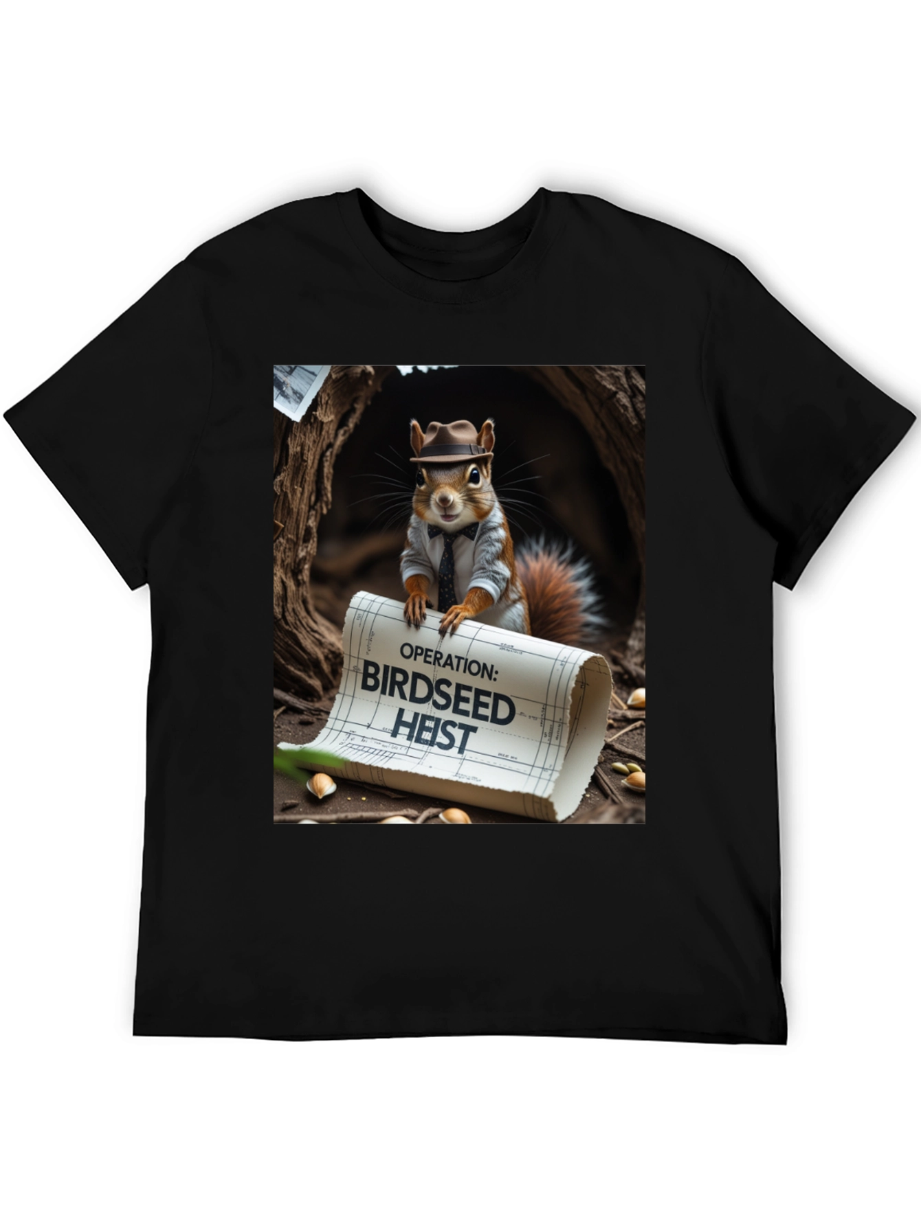 Black Birdseed Heist Squirrel Tee view 5