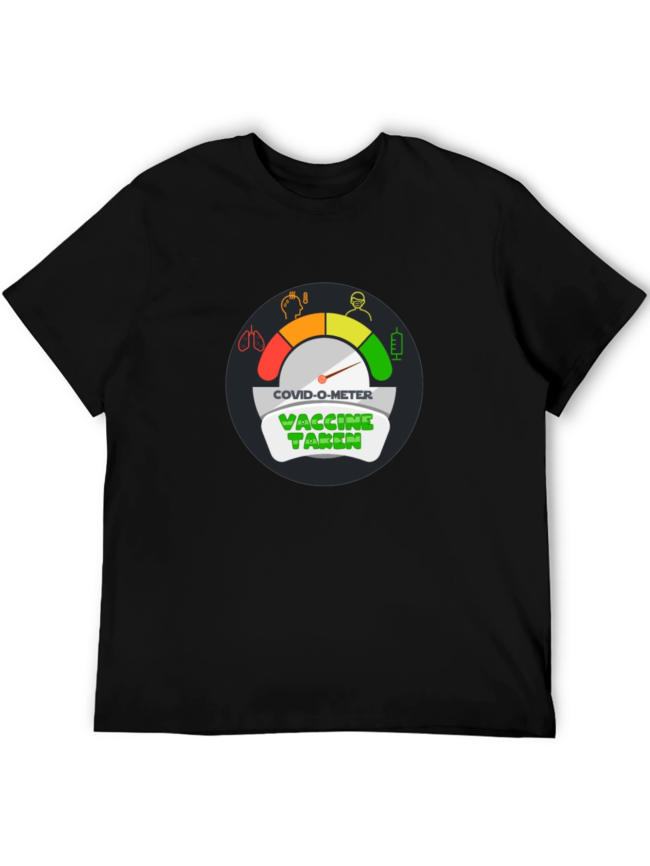 Black COVID-O-Meter Vaccine Taken Black T-Shirt view 5