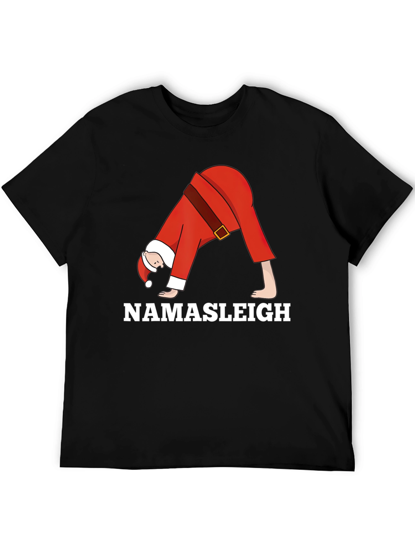 Black Namasleigh Santa Yoga Black T-Shirt view 5