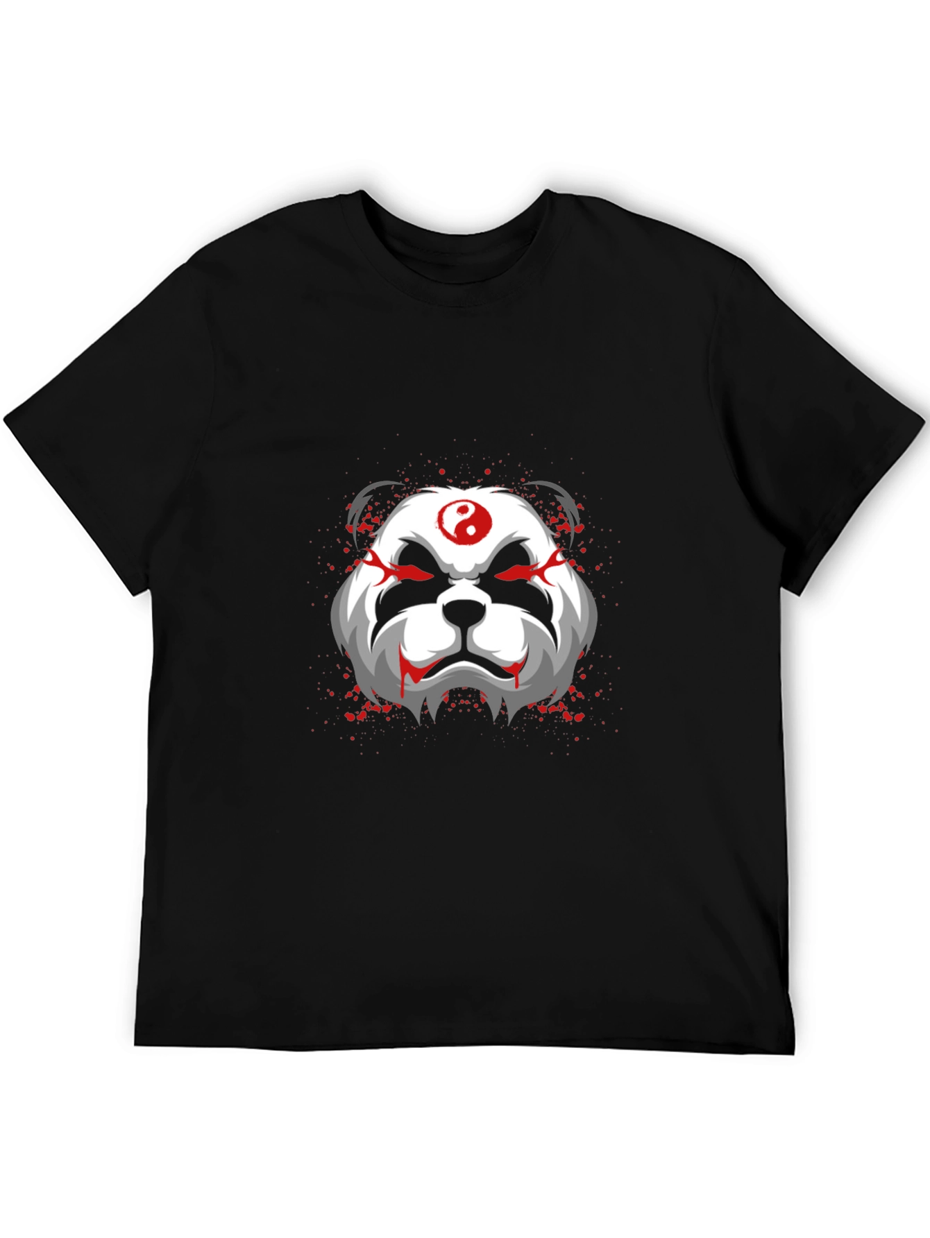 Black Evil Panda Graphic Print Black T-Shirt view 5