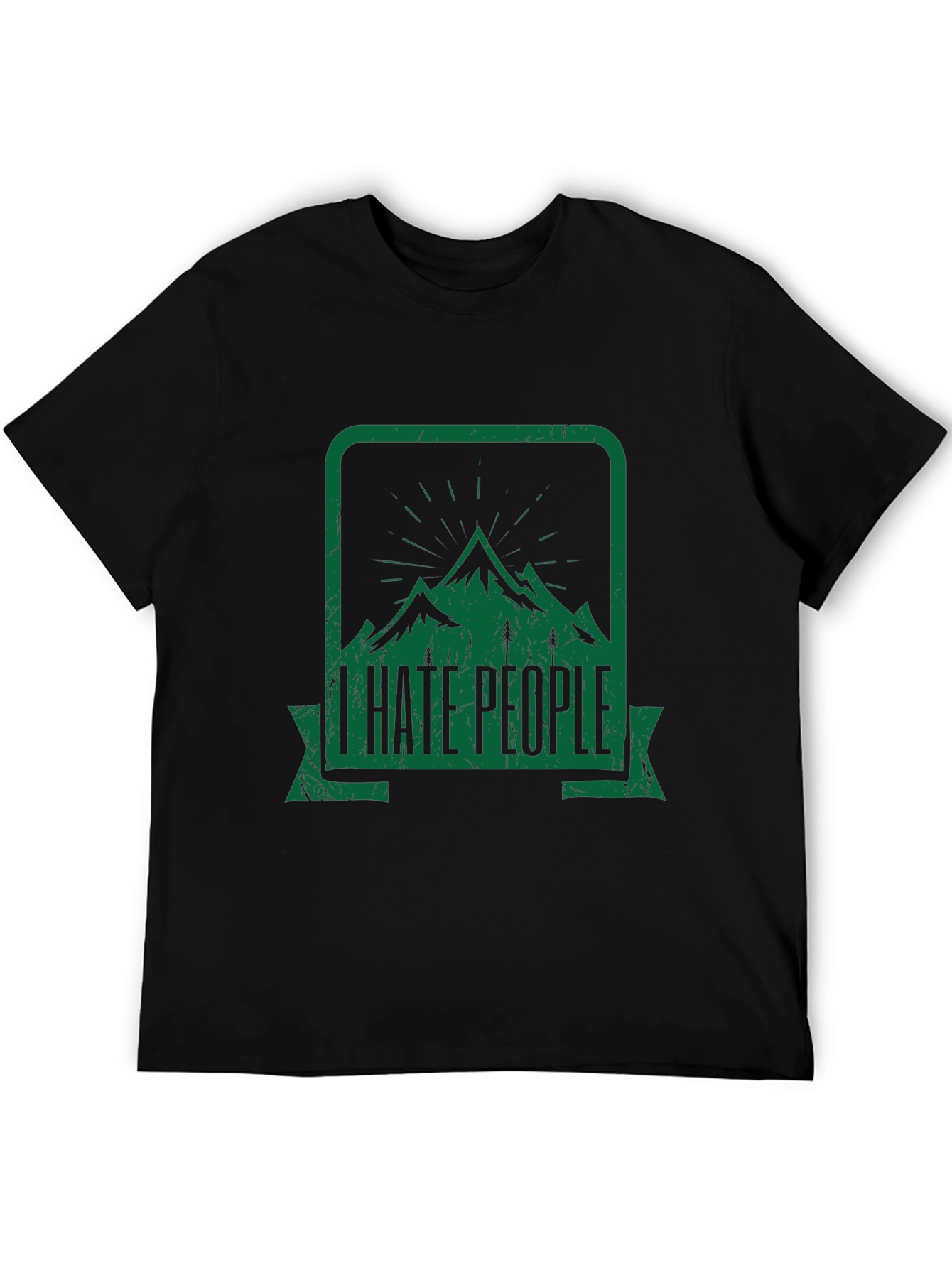 Black I Hate People Mountain Graphic Black Tee view 5