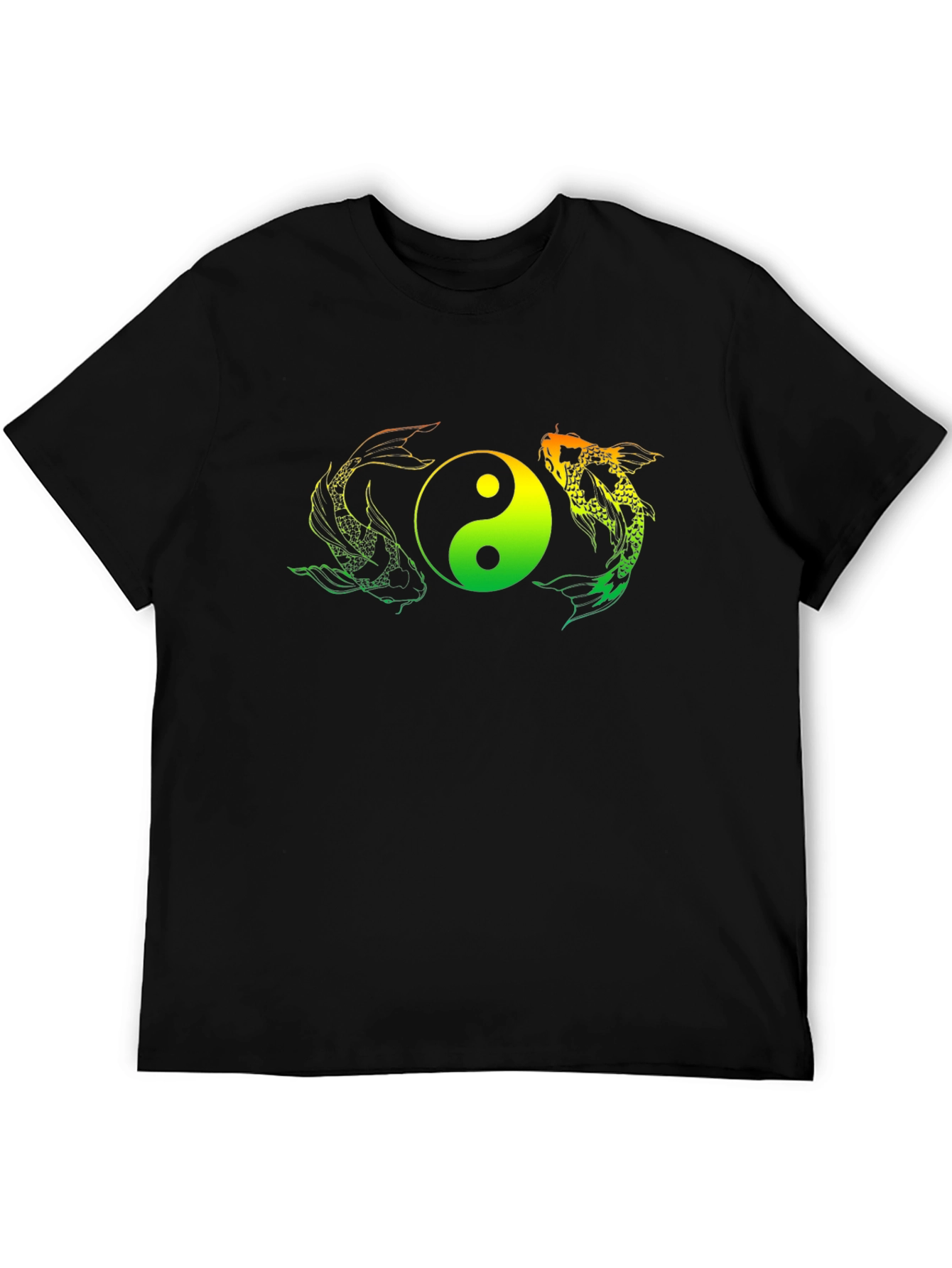 Black Yin Yang Koi Fish Graphic Tee - Black T-Shirt view 5