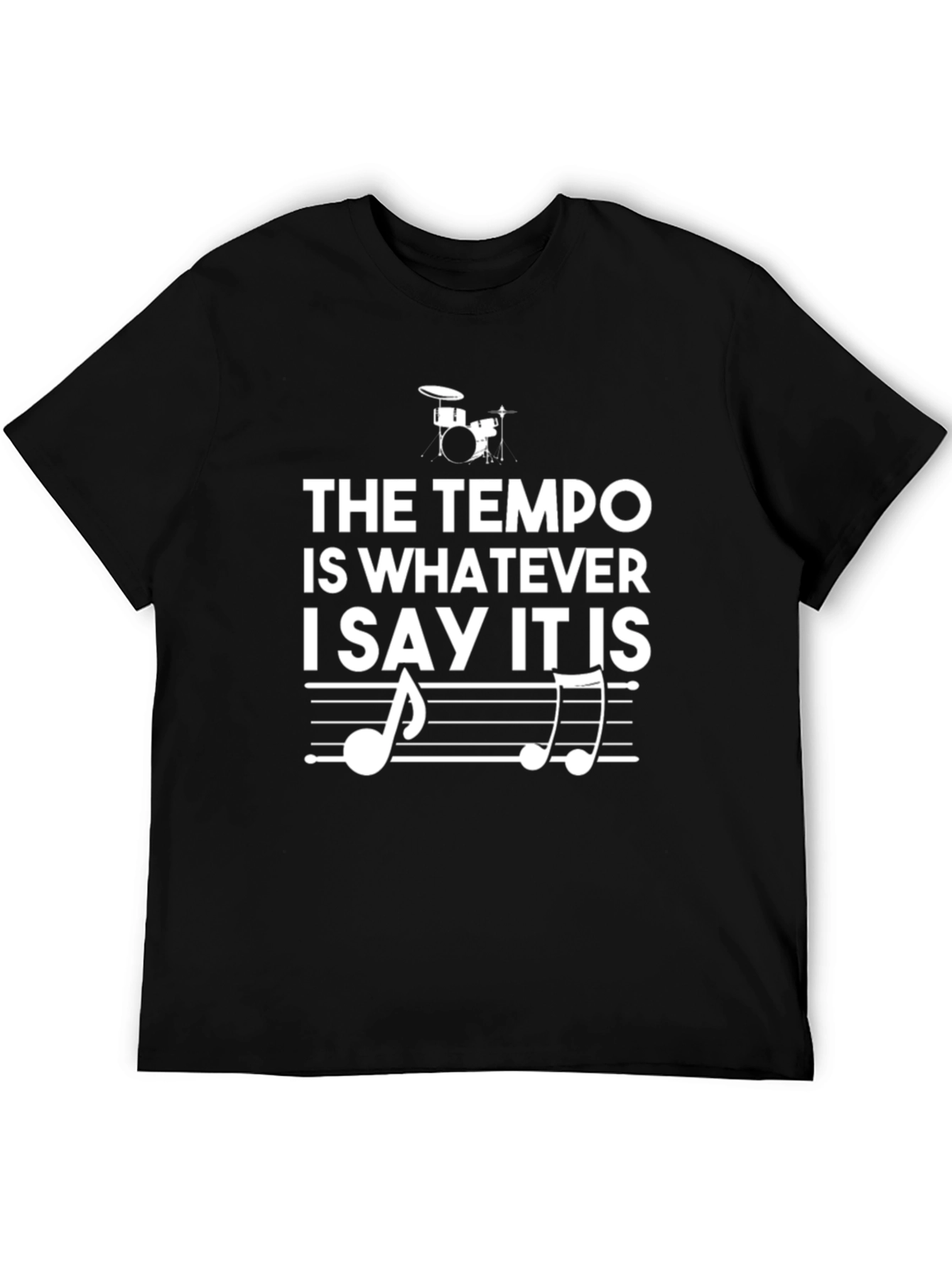 Black Tempo Drummer T-Shirt - Music Humor Tee view 5