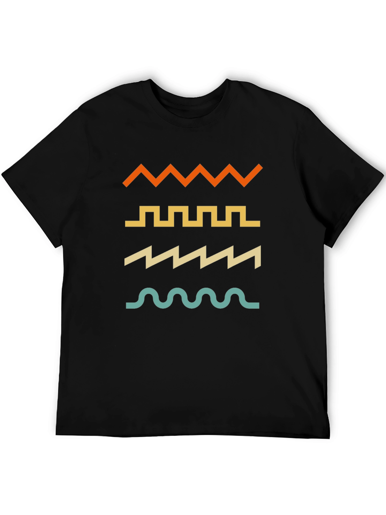 Black Retro Wave Pattern T-Shirt - Cool Graphic Tee view 5