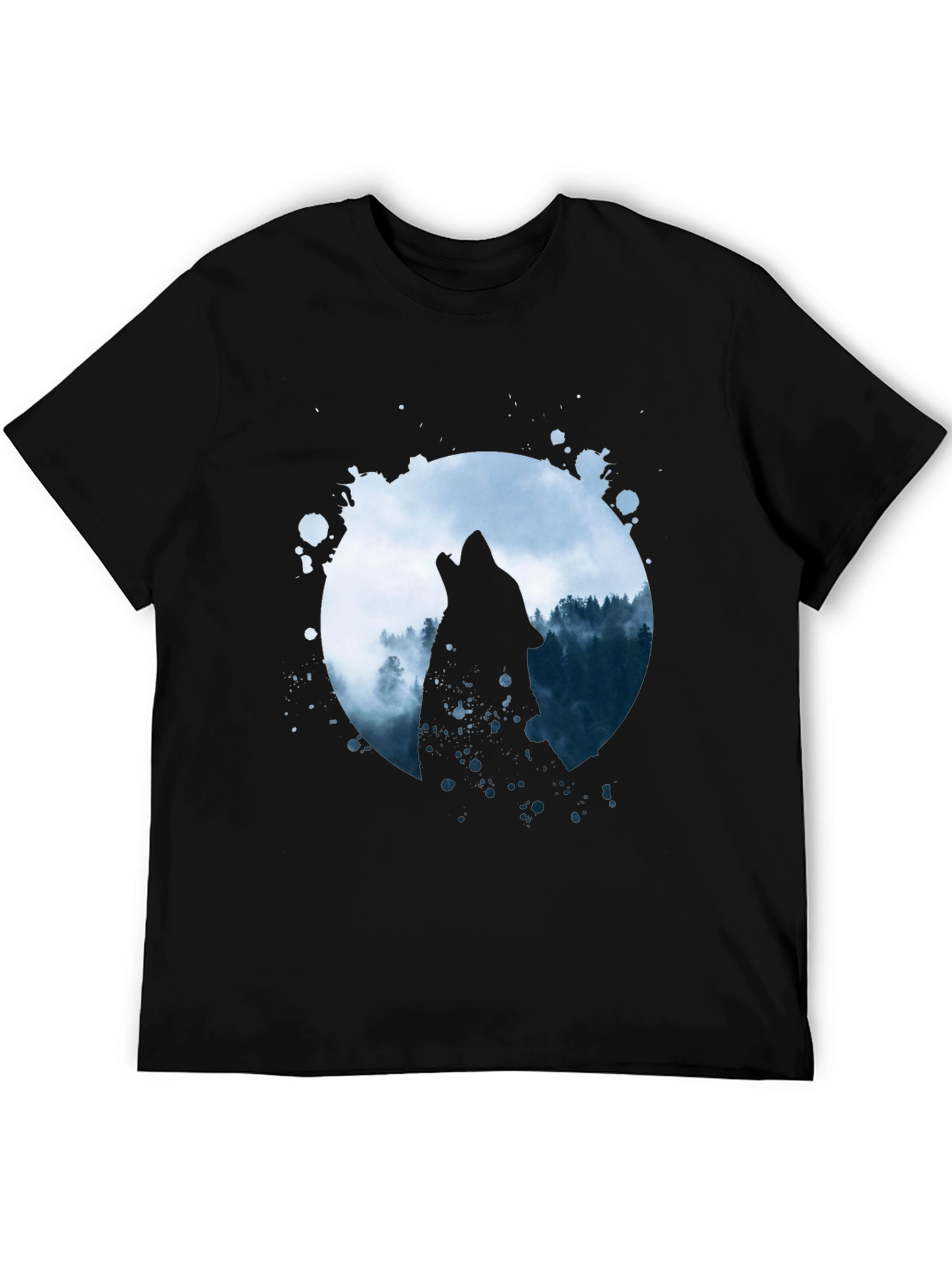 Black Wolf Howl Graphic Tee - Black Cotton Blend view 5